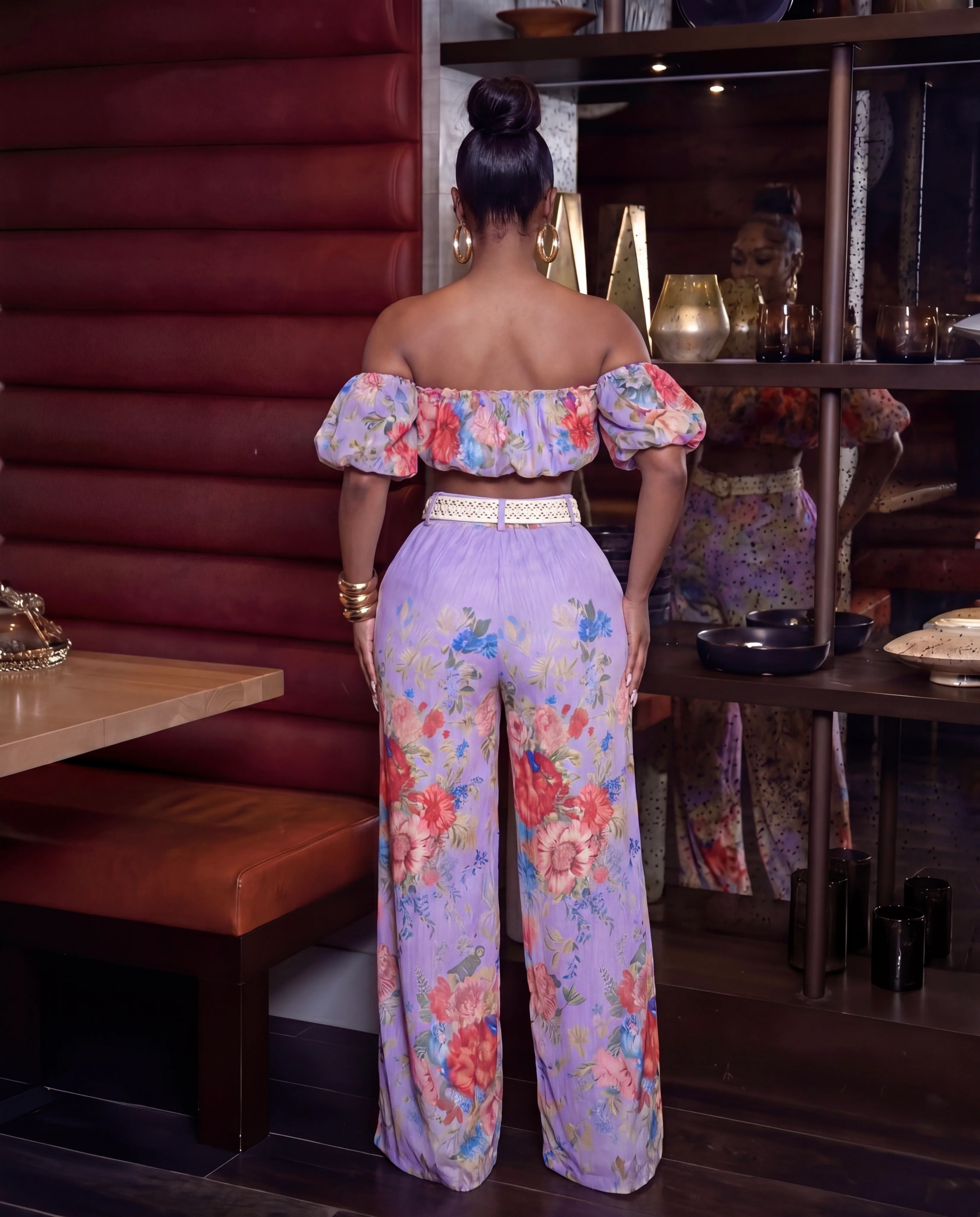 Always The Moment Floral Print Two-Piece Wide-Leg set ( Lavender) - Image 3