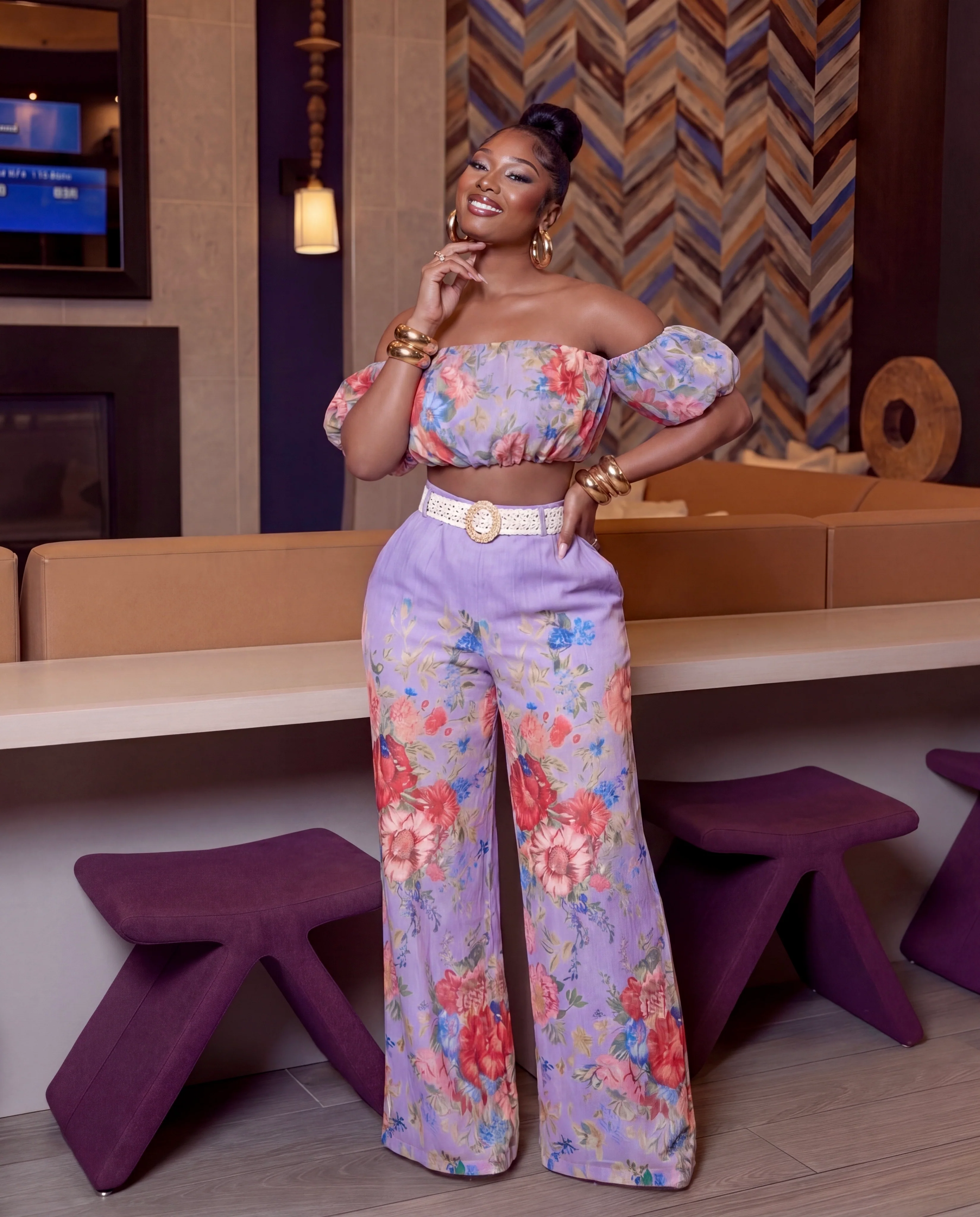 Always The Moment Floral Print Two-Piece Wide-Leg set ( Lavender) - Image 4