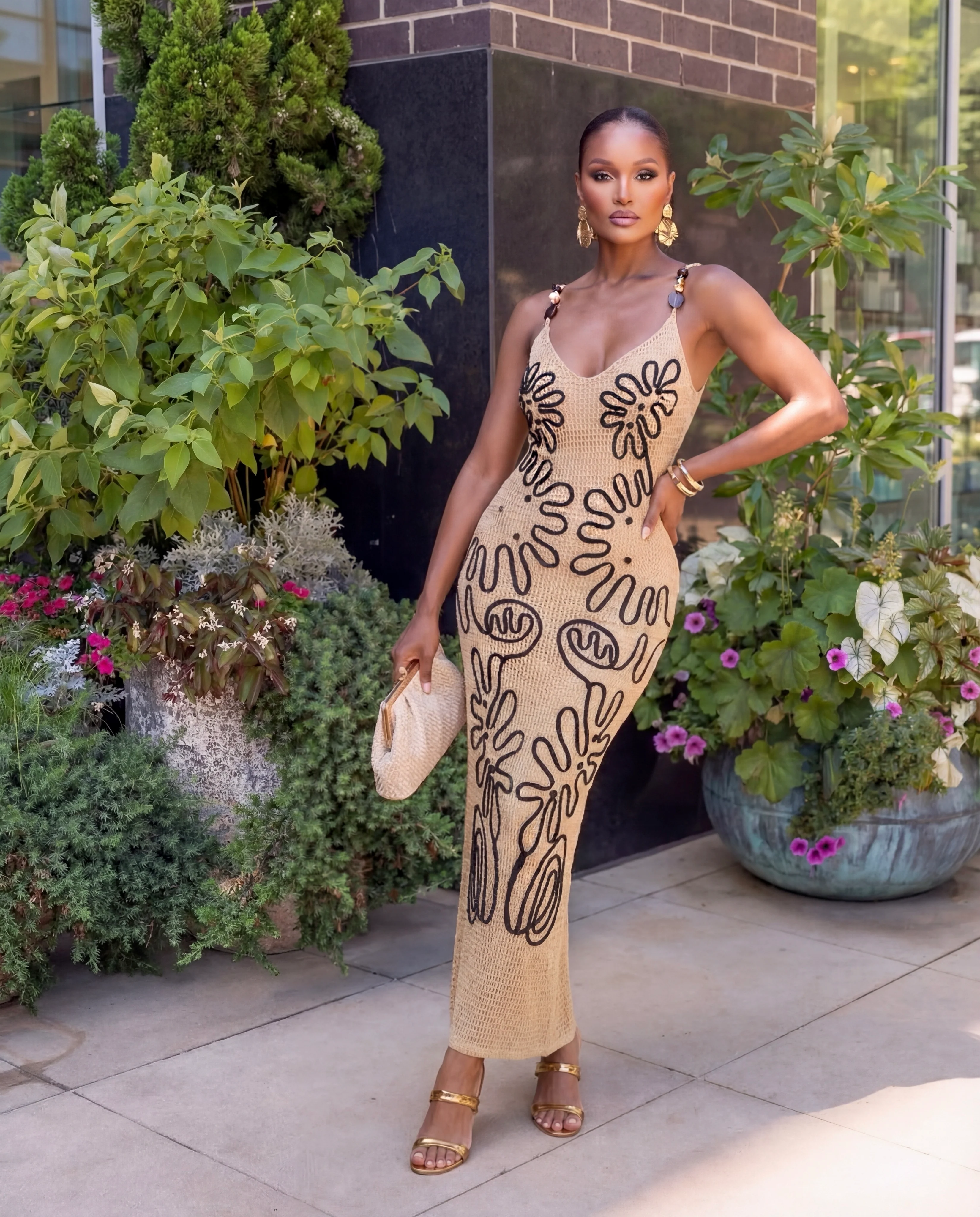 Artistic Silhouette Midi Dress
