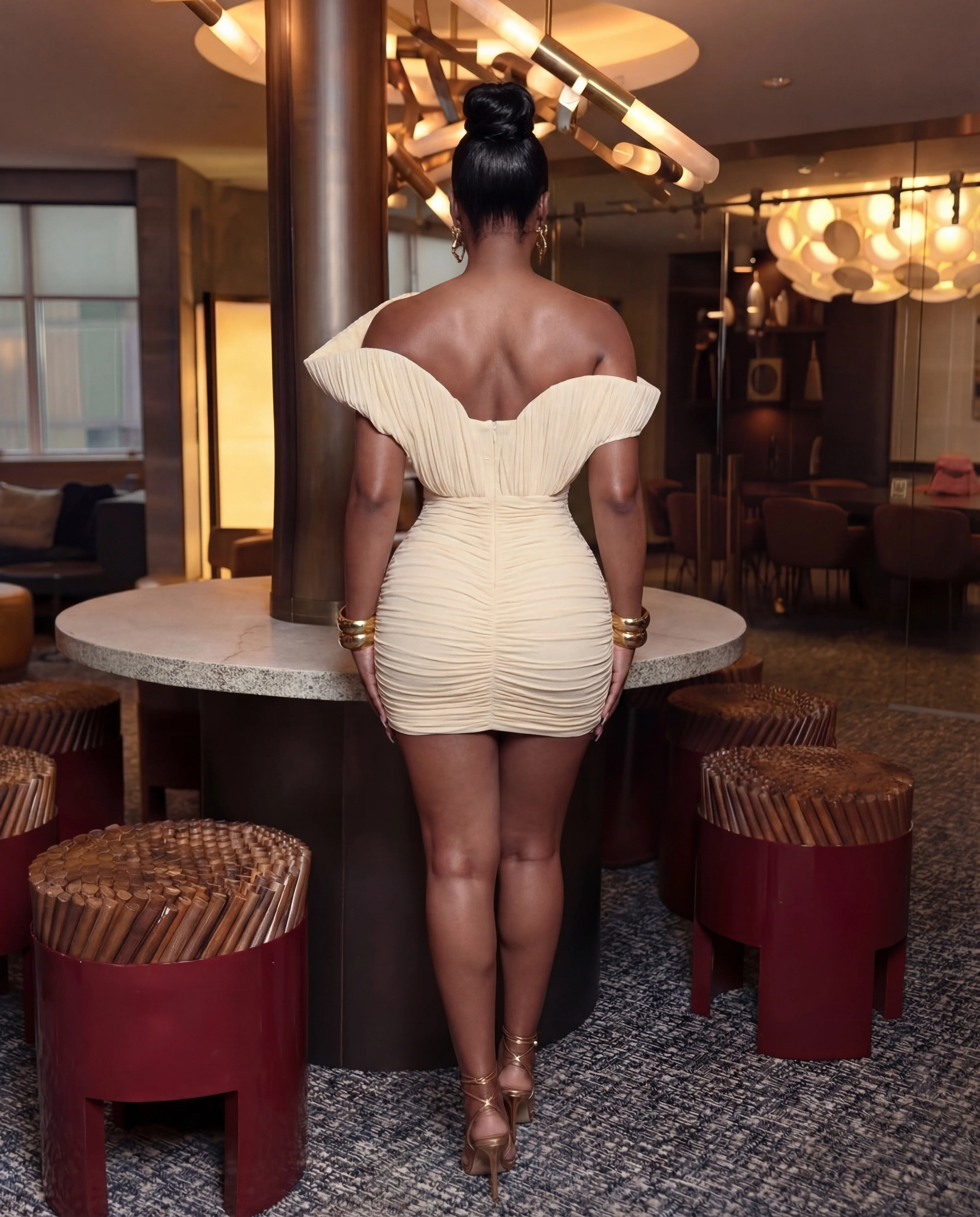 Asymmetrical Ruched Mini Dress - Image 3