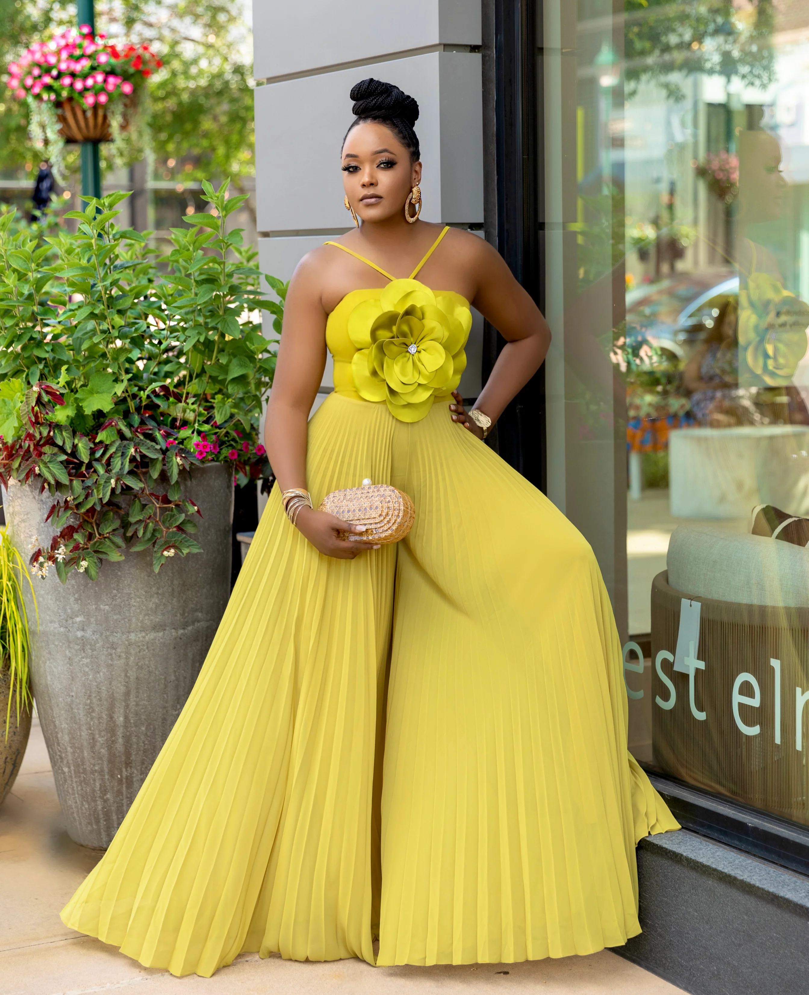 Aymur pleated lime jumpsuit