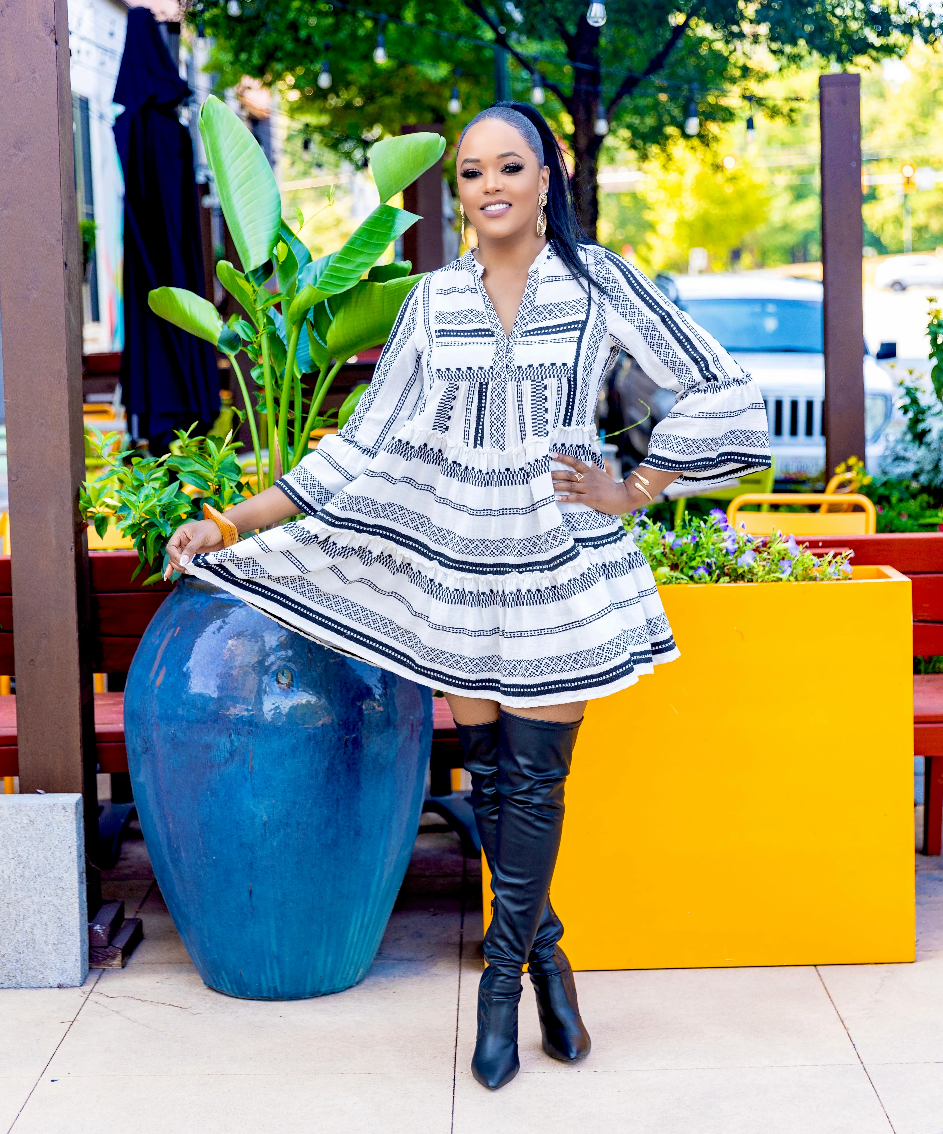 Black white Aztec print Charlie dress - Image 2