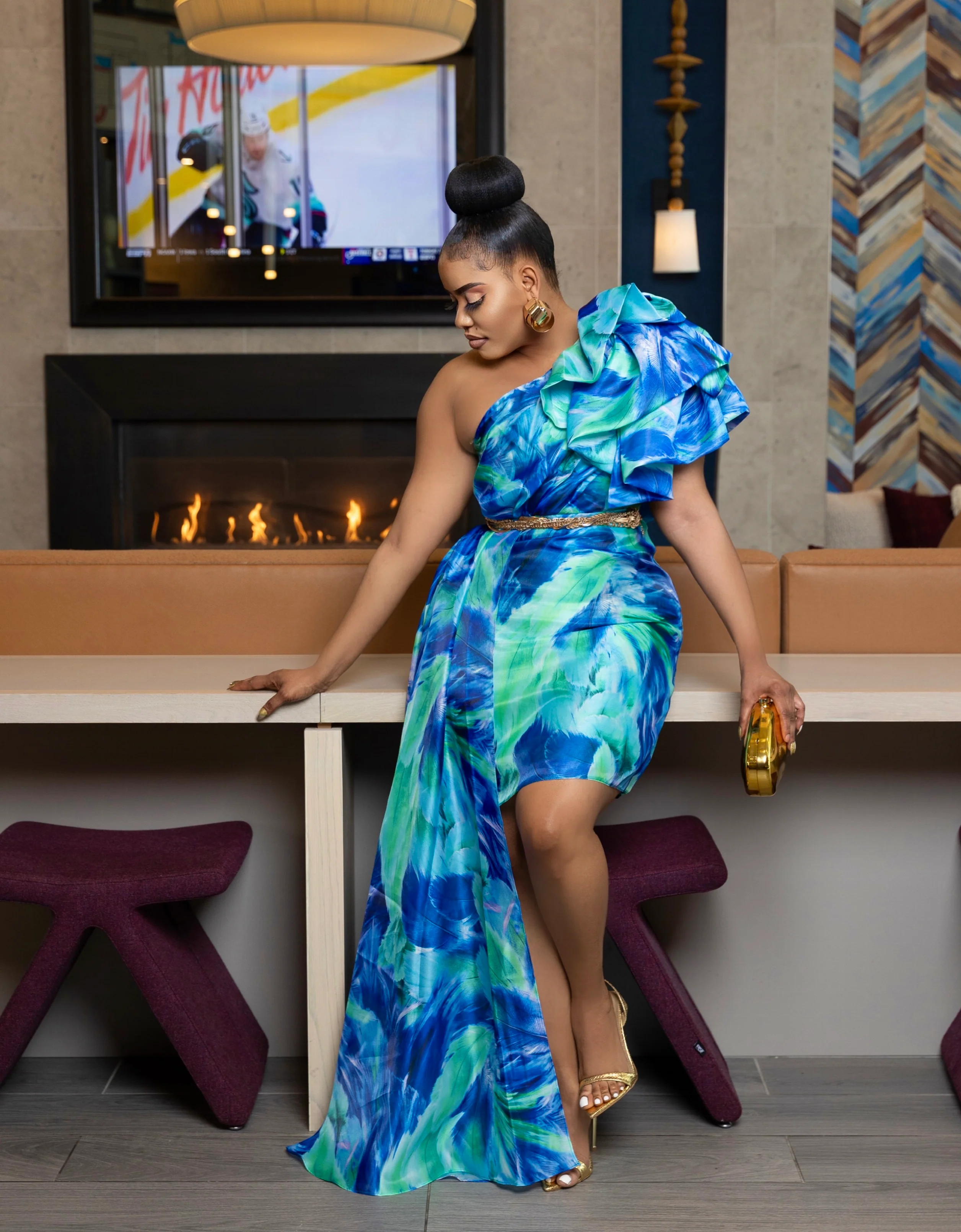 BLUE JOCELIN STATEMENT DRESS