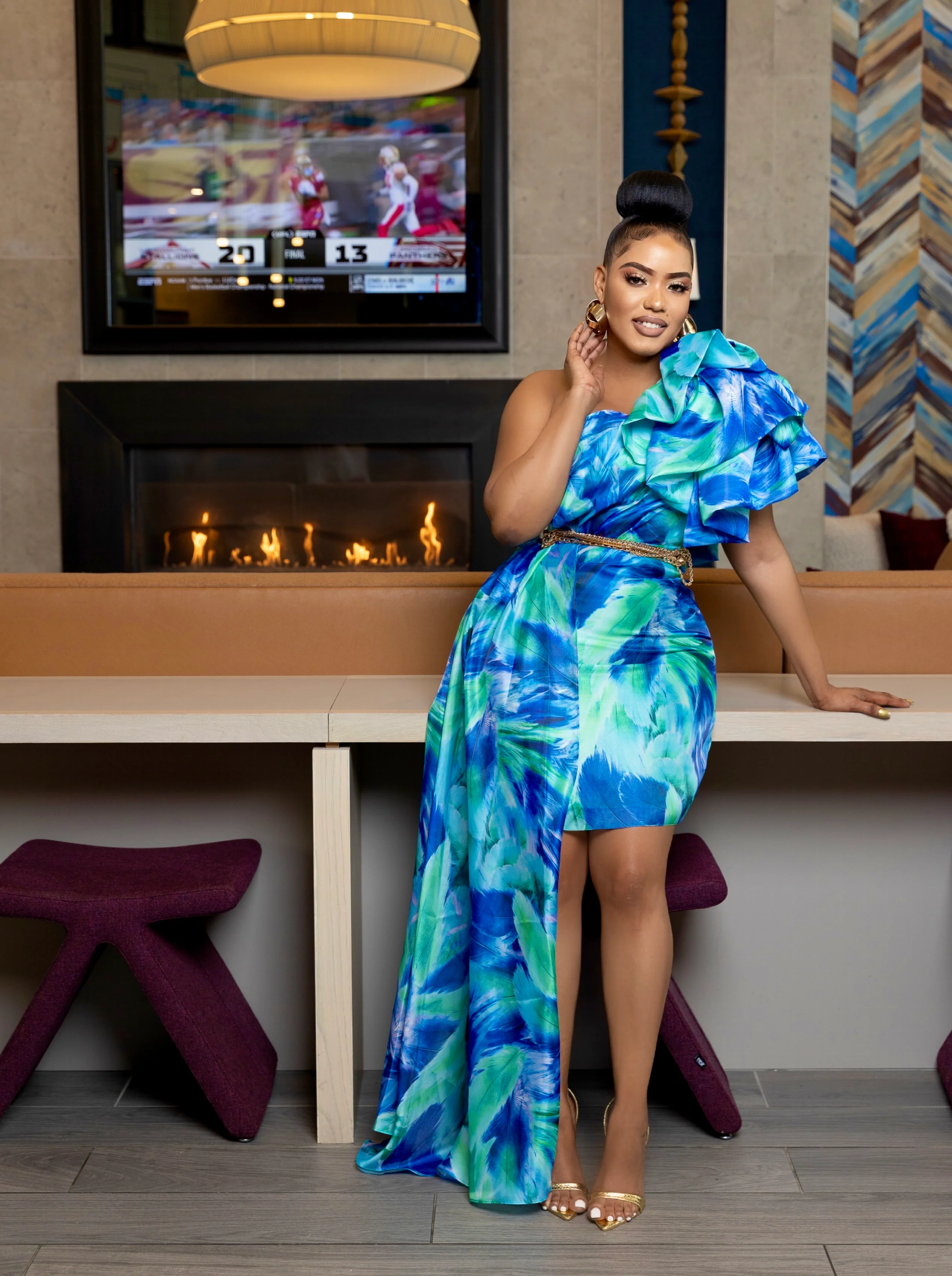 BLUE JOCELIN STATEMENT DRESS - Image 2