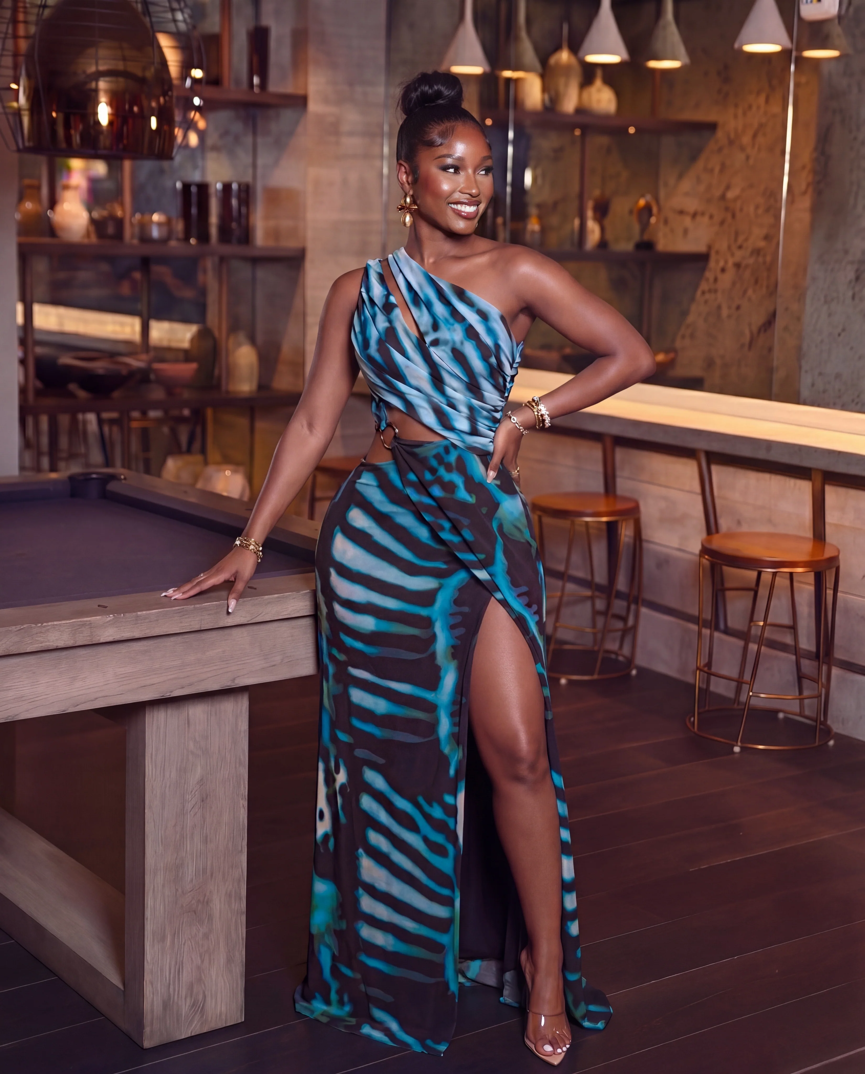 BLUE WAVE ONE SHOULDER DRESS - Image 2
