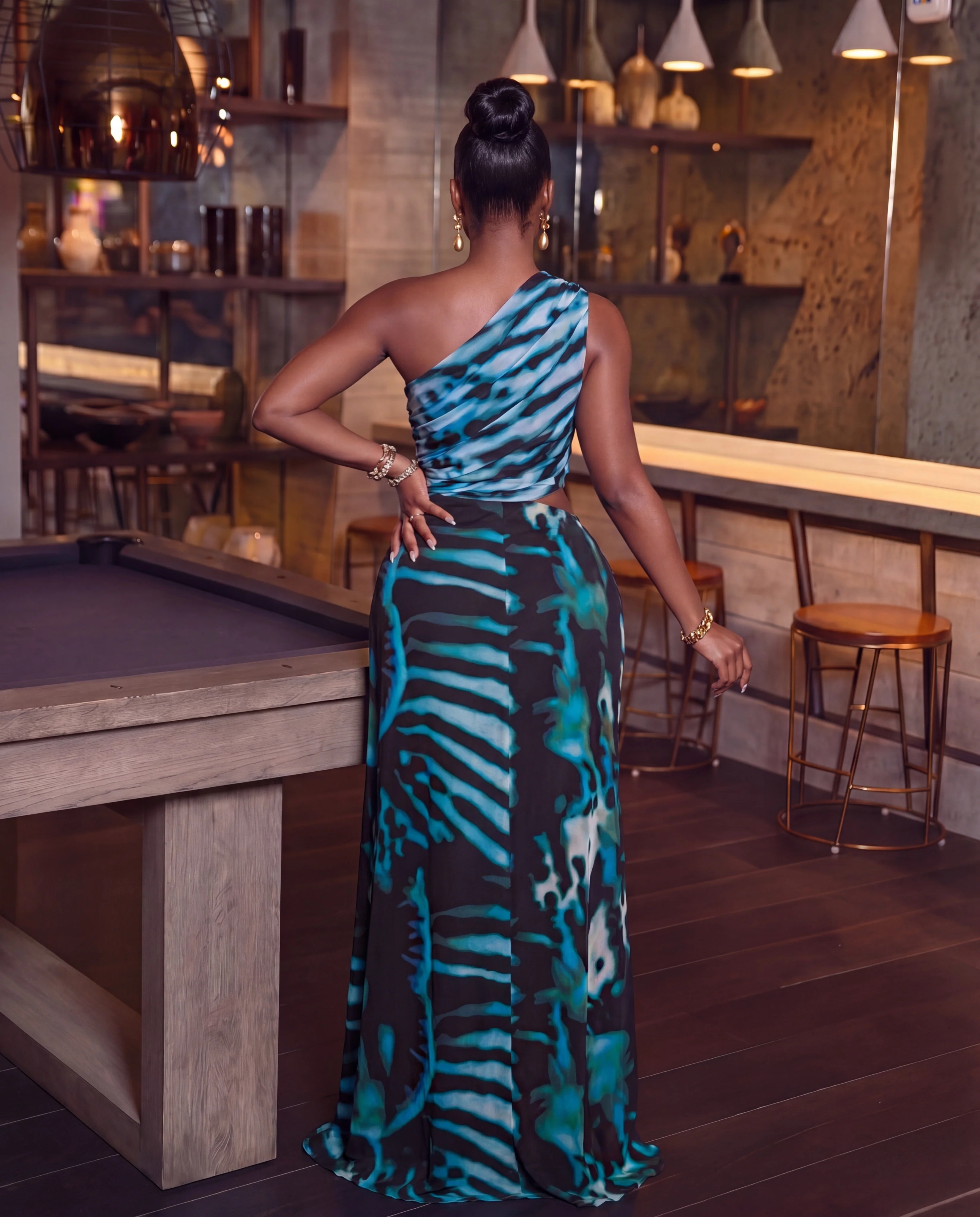 BLUE WAVE ONE SHOULDER DRESS - Image 3