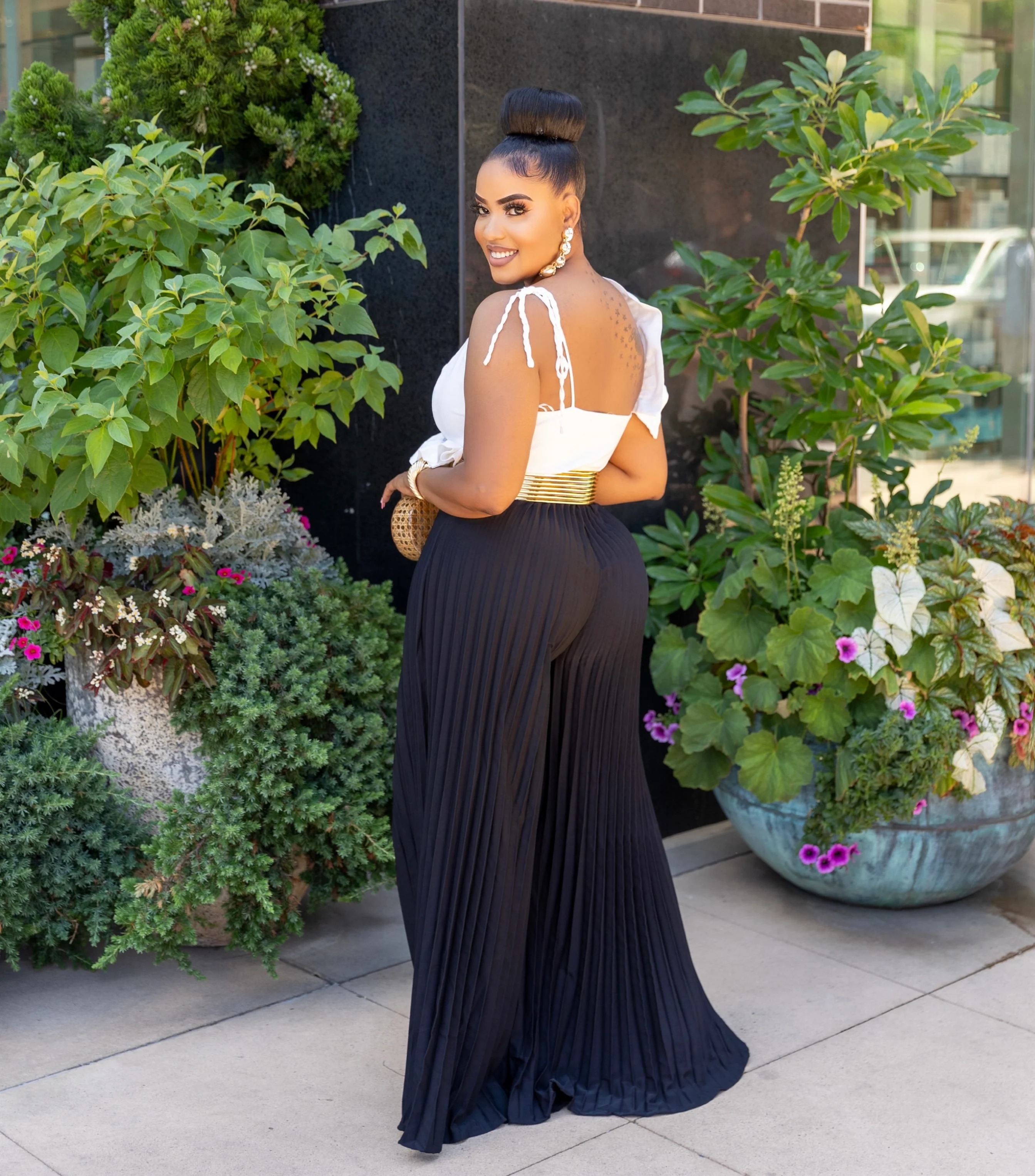 Cami Black white Asymmetrical Ruffle Detail Pleated Bottom Jumpsuit - Image 6