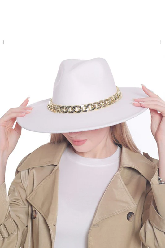 Cuban chunky chain extra wide Brim hat - Image 3