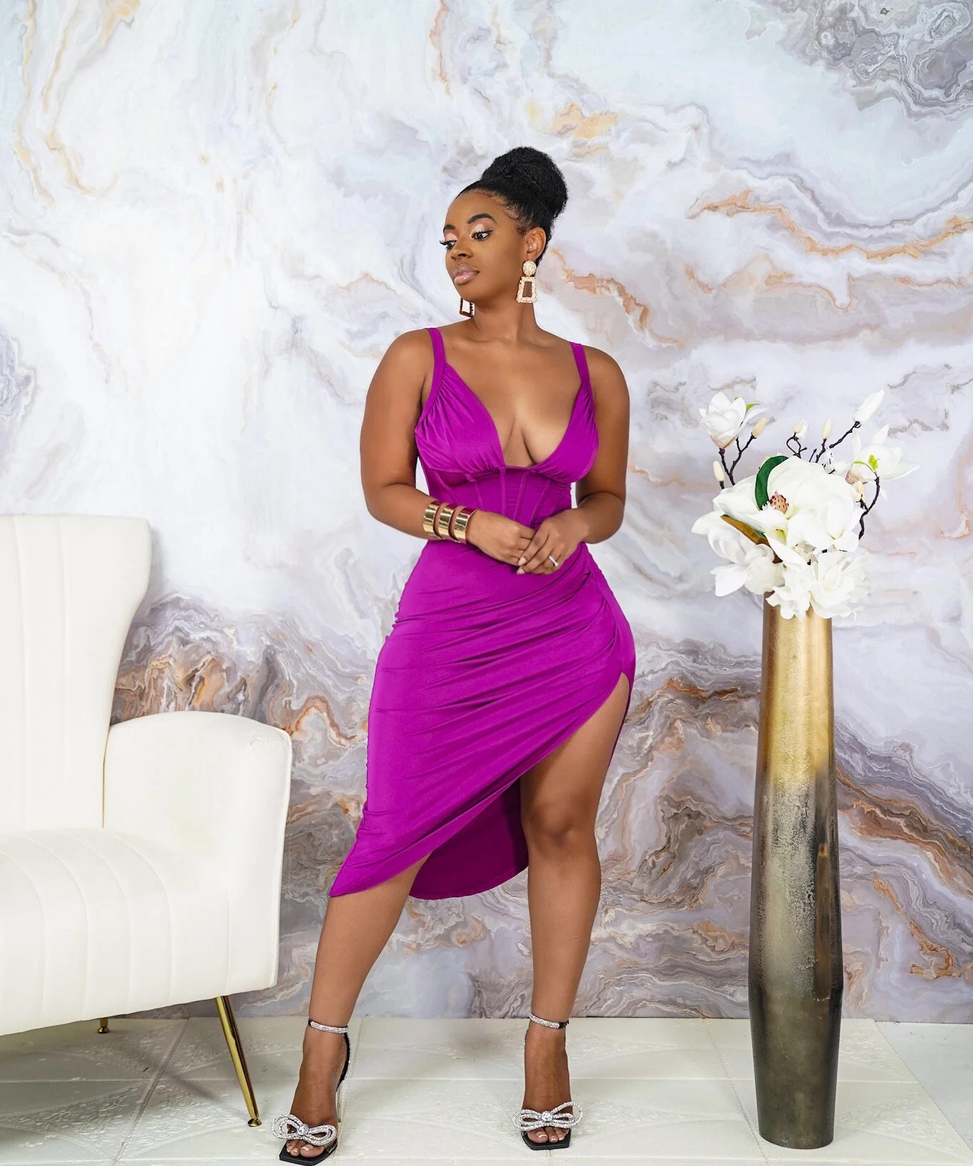 Dess Draped Slit dress