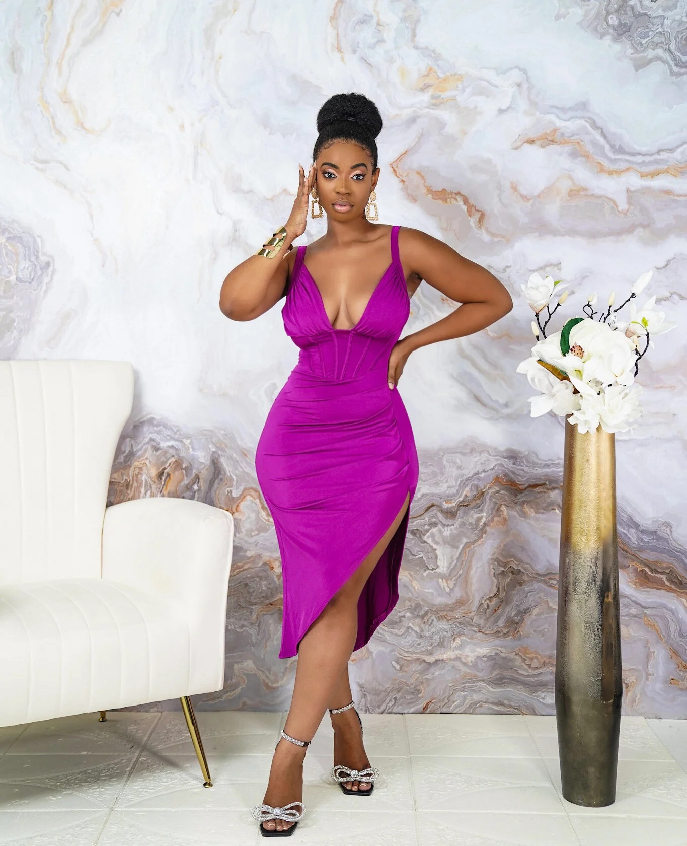 Dess Draped Slit dress - Image 2