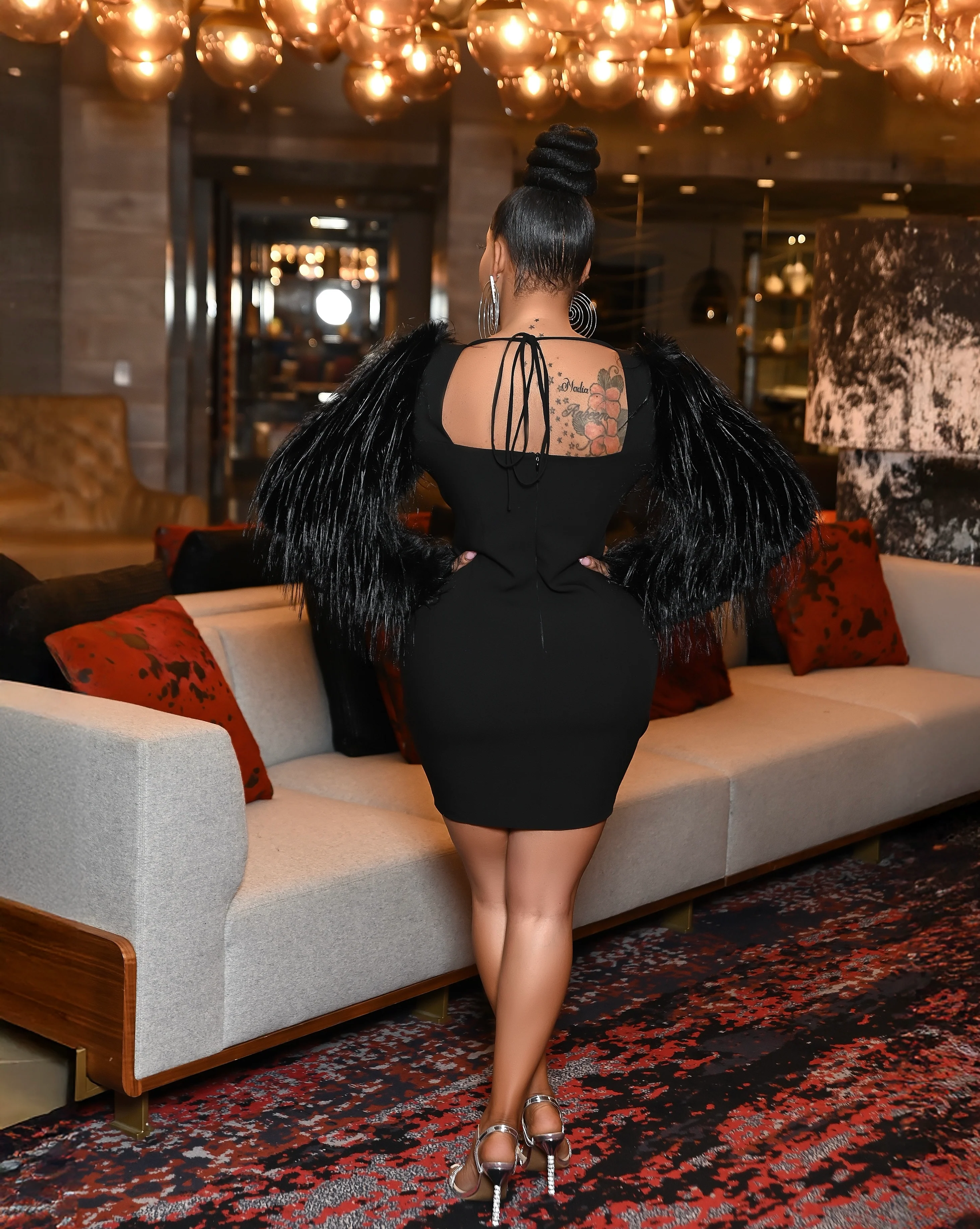 Feather and Rhinestone Mini Dress - Image 5