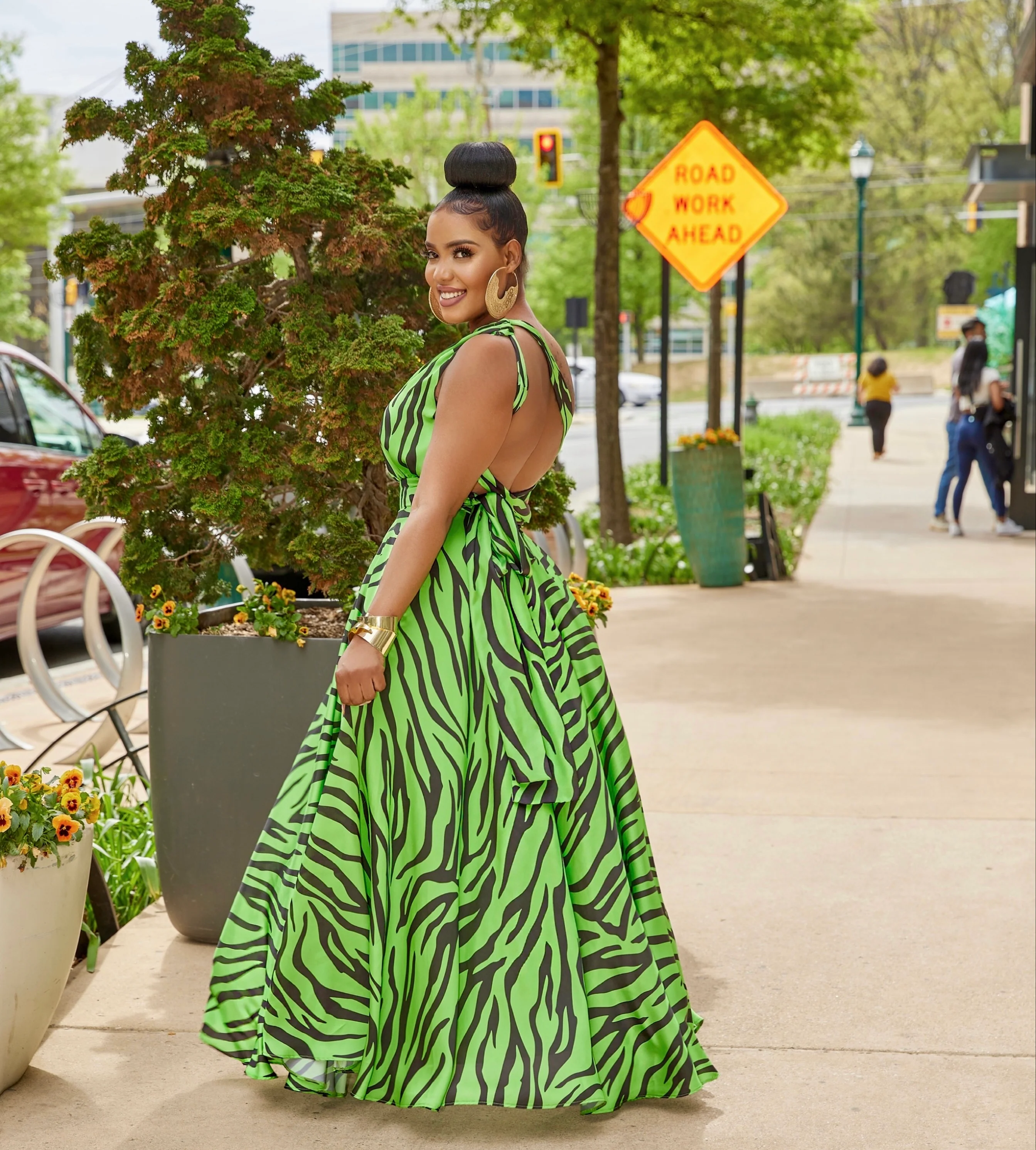 GALEED PRINT SILKY LOW BACK MAXI DRESS - Image 3