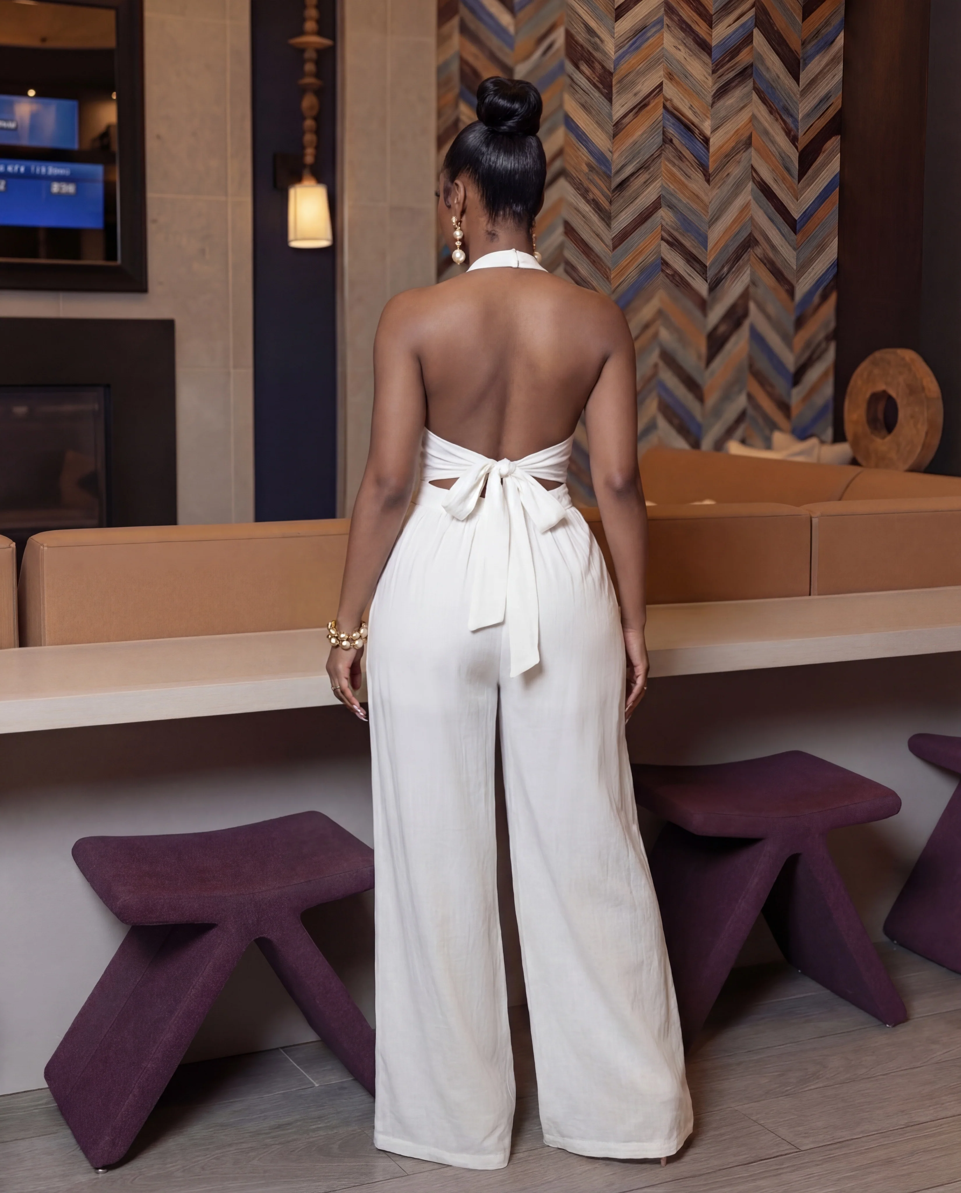 Halter Button-front Jumpsuit - Image 2