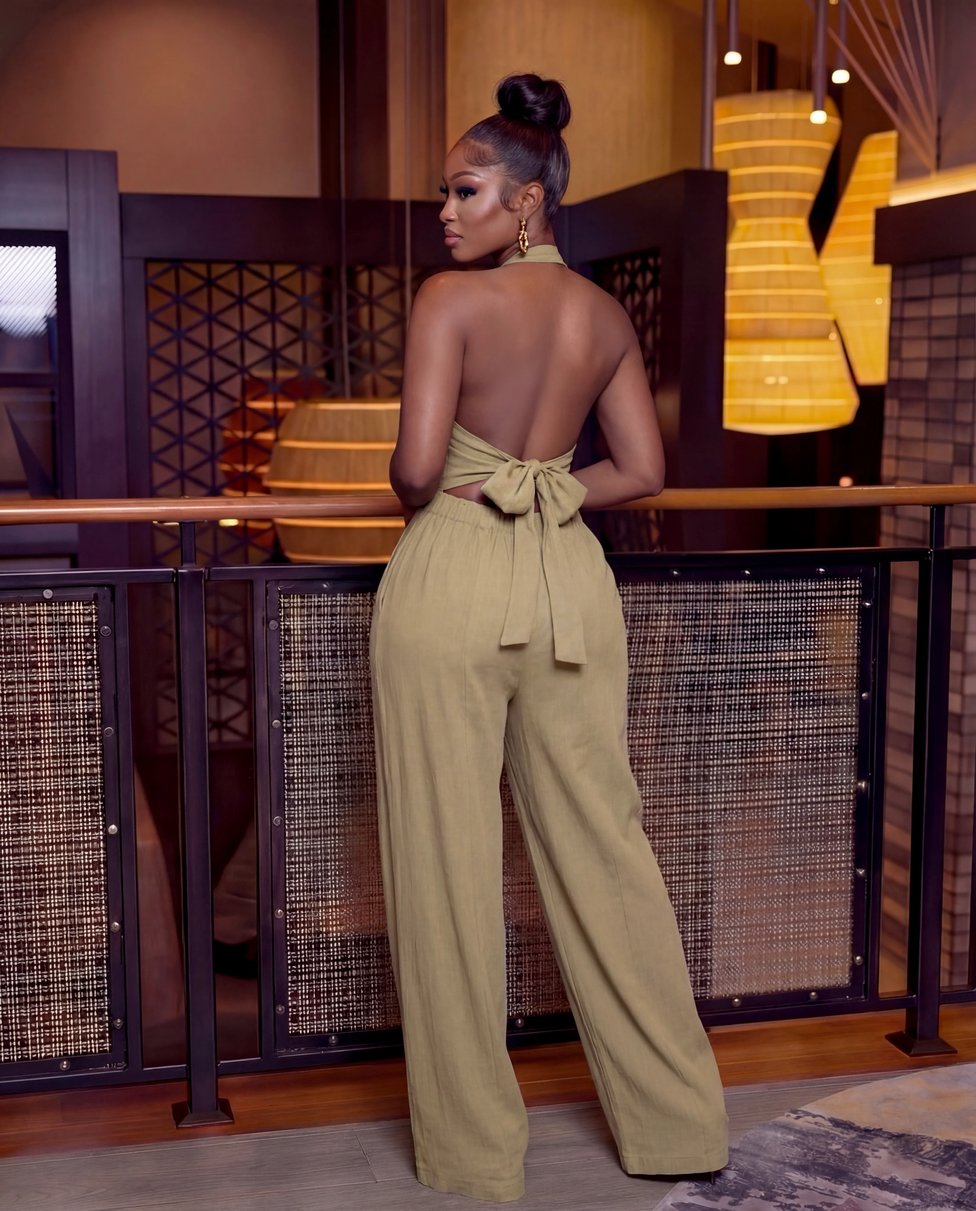 Halter Button-front Jumpsuit - Image 3
