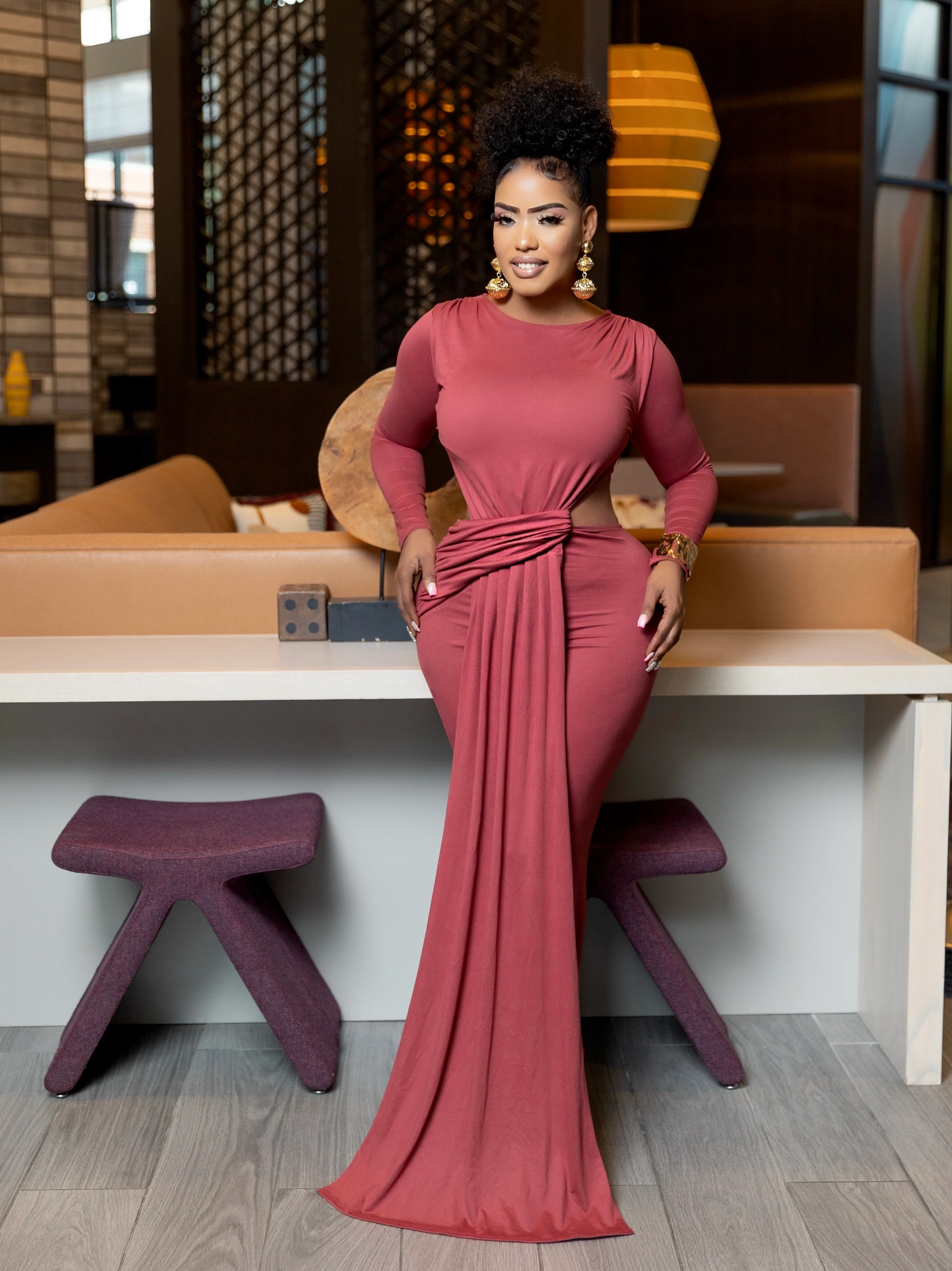 Helsa drape front Matte maxi dress - Image 2