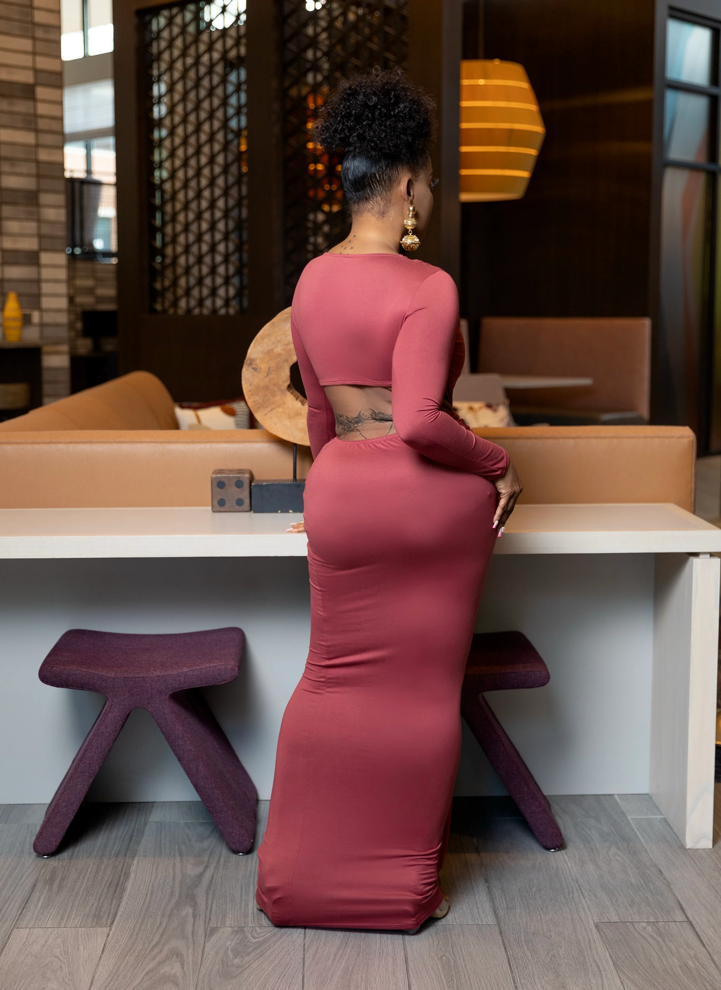 Helsa drape front Matte maxi dress - Image 3
