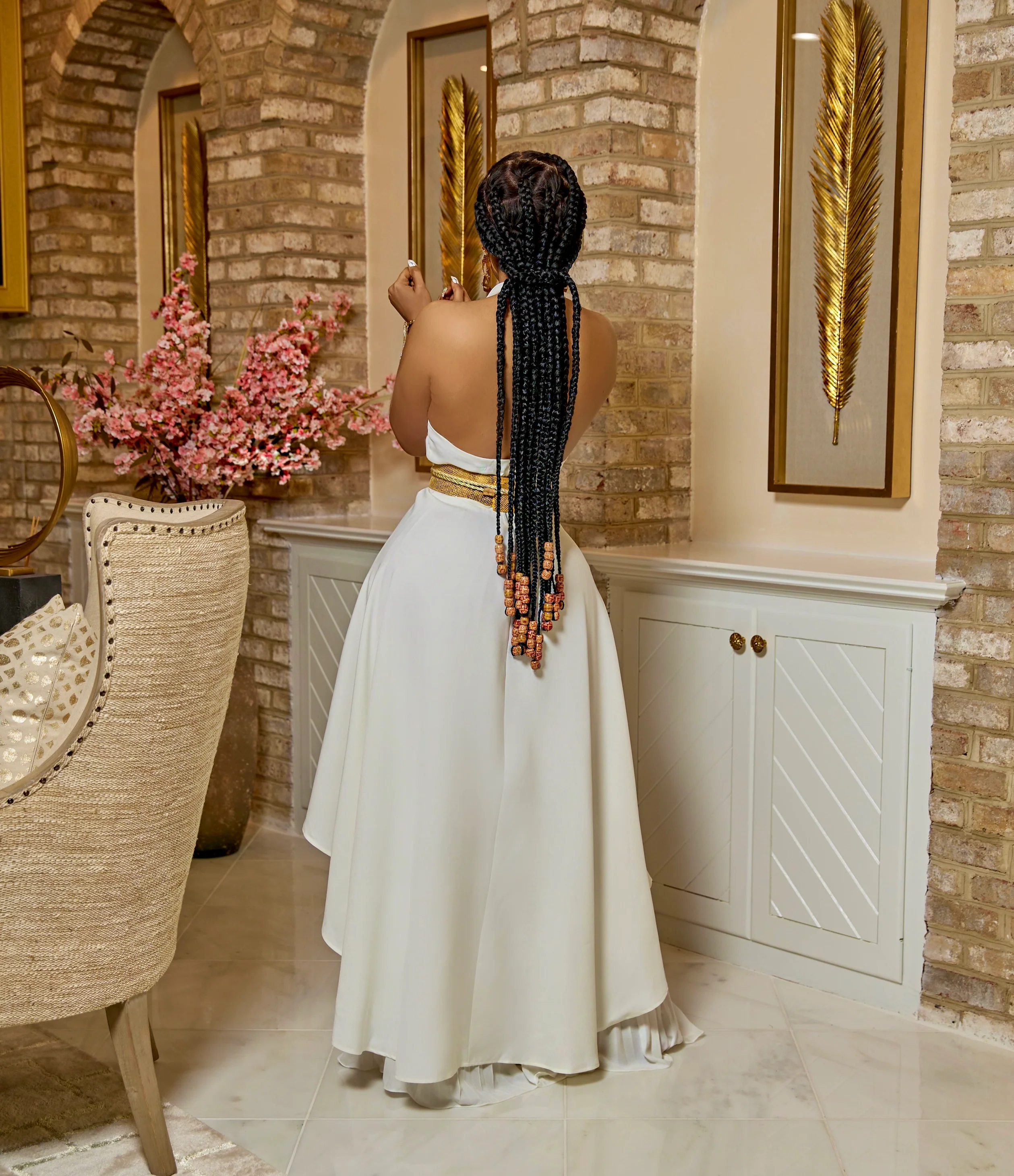high neck wide leg pants set - Image 3