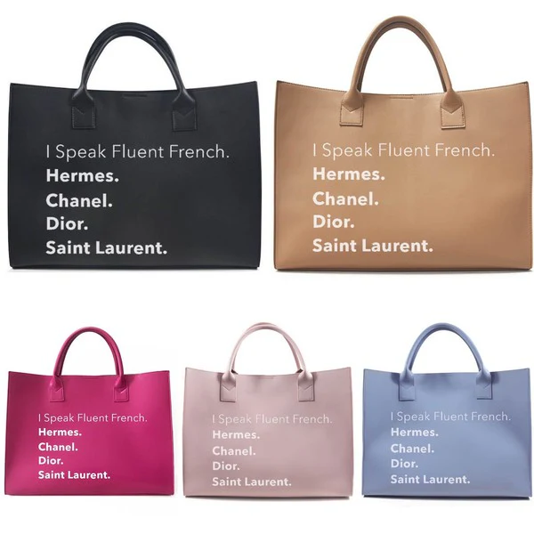 I Speak French Vegan Leather Tote ( 5 colors )