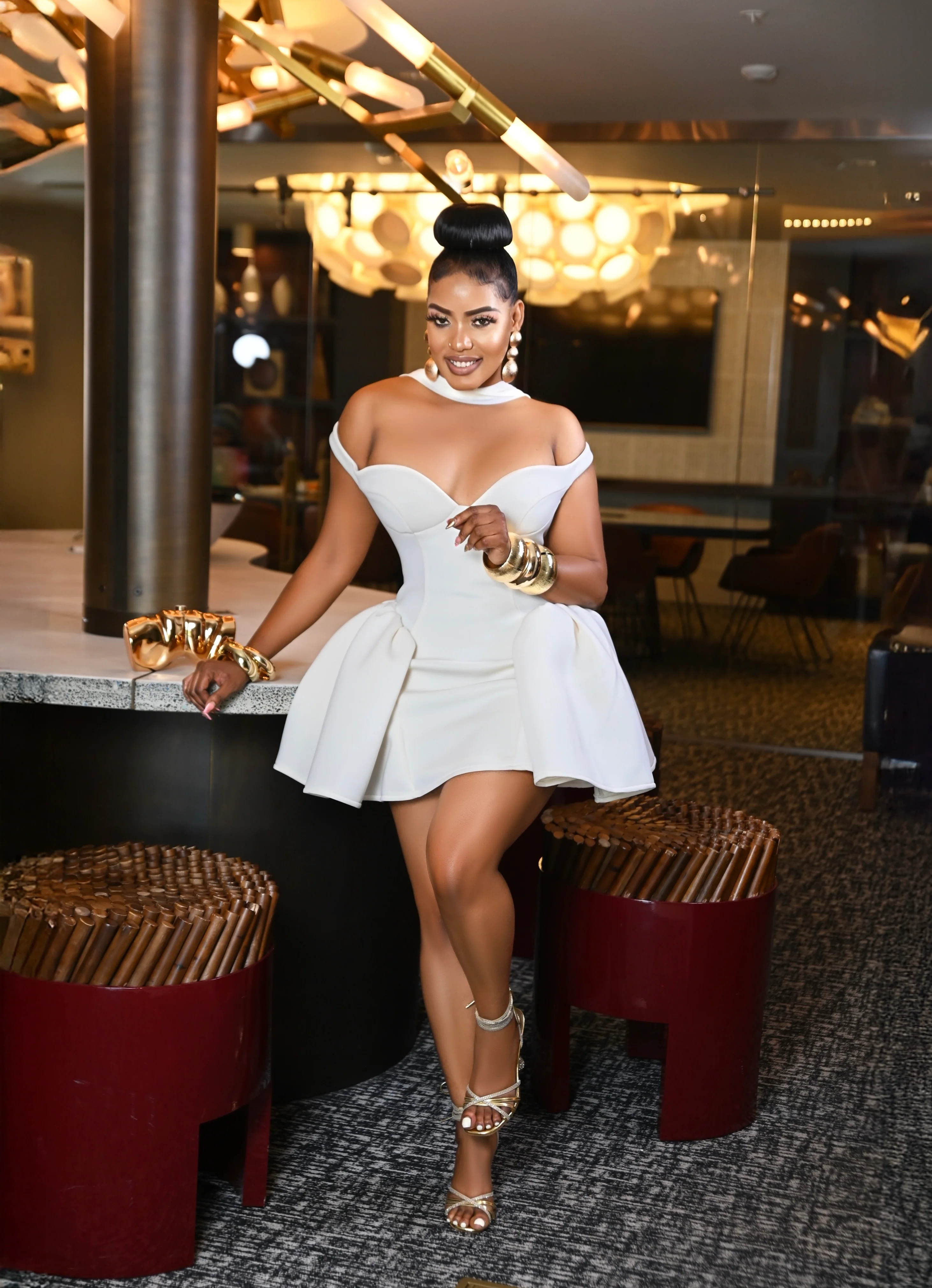 Ivory Luxe Peplum Mini dress