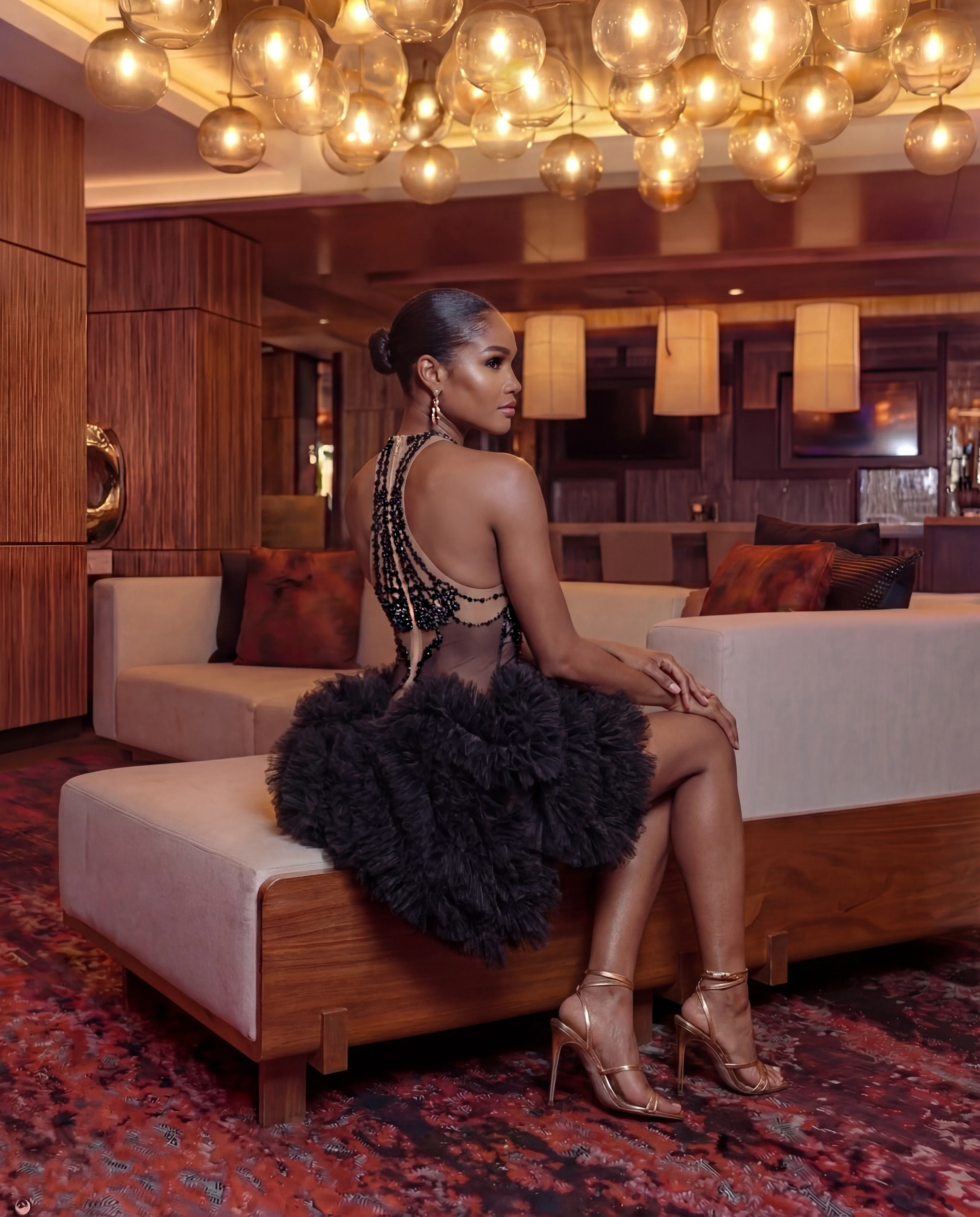 Koryx High Neck Rhinestone Tulle Mini Dress - Image 2