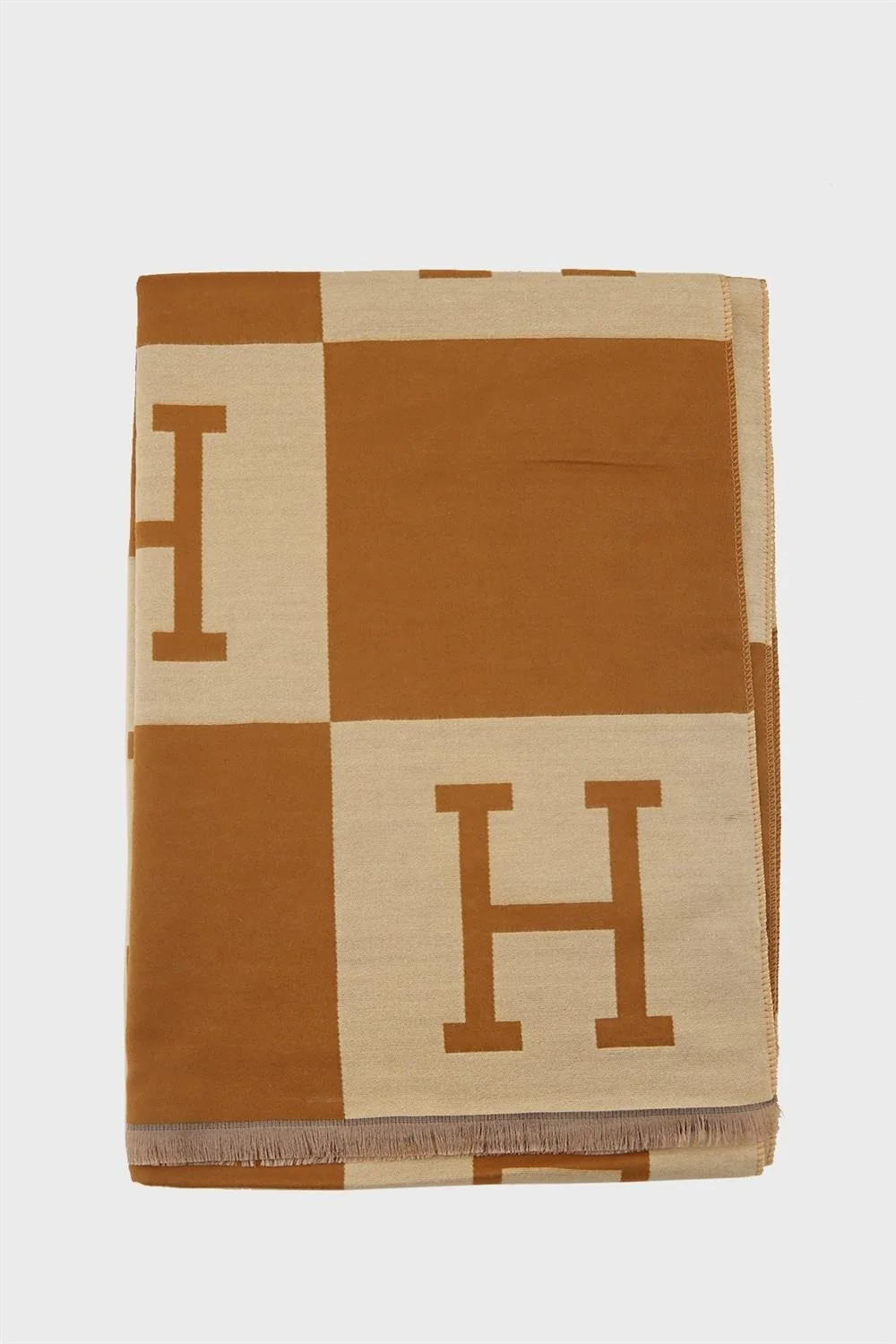 Large Check Monogram Print Reversible Long Scarf - Image 3