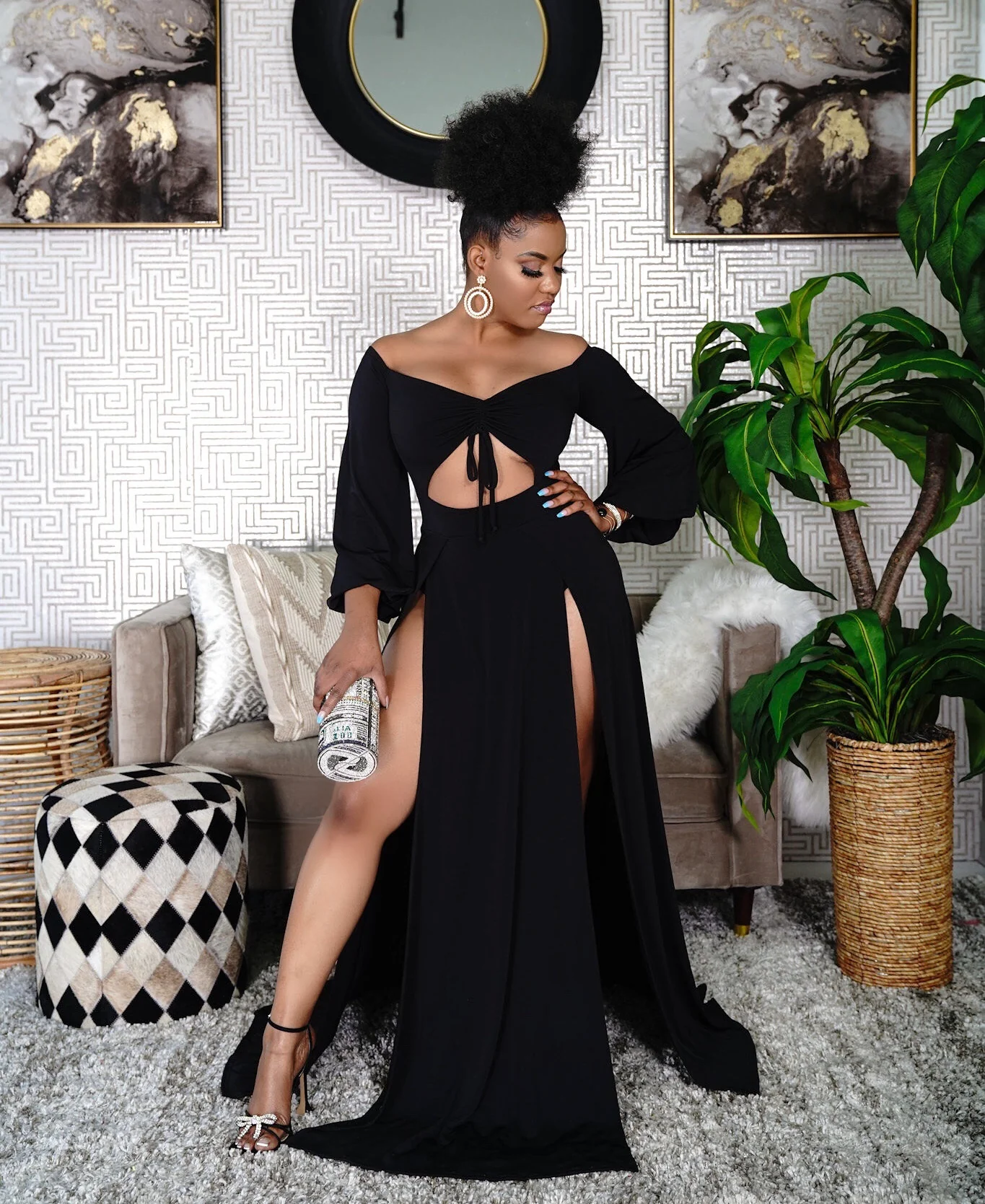 Latisha Cut-Out high Slit Dress - Image 2
