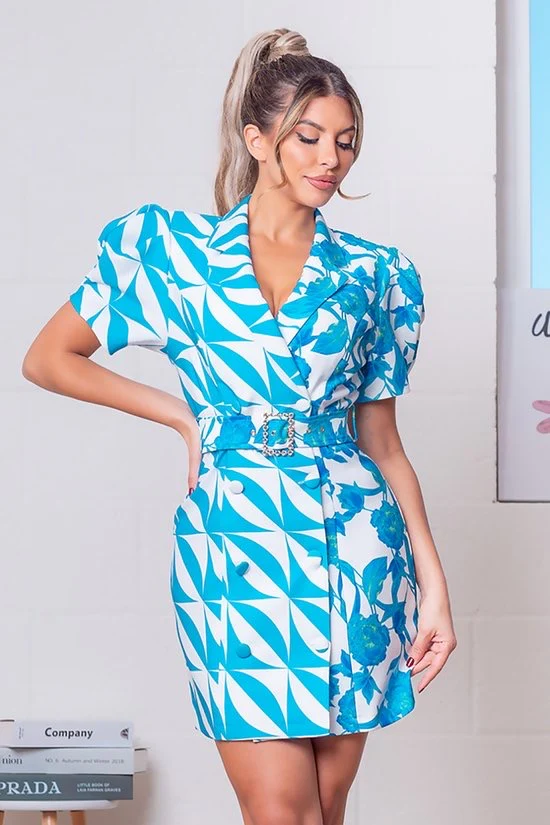 LESLIE BLUE SPRING MINI DRESS - Image 7