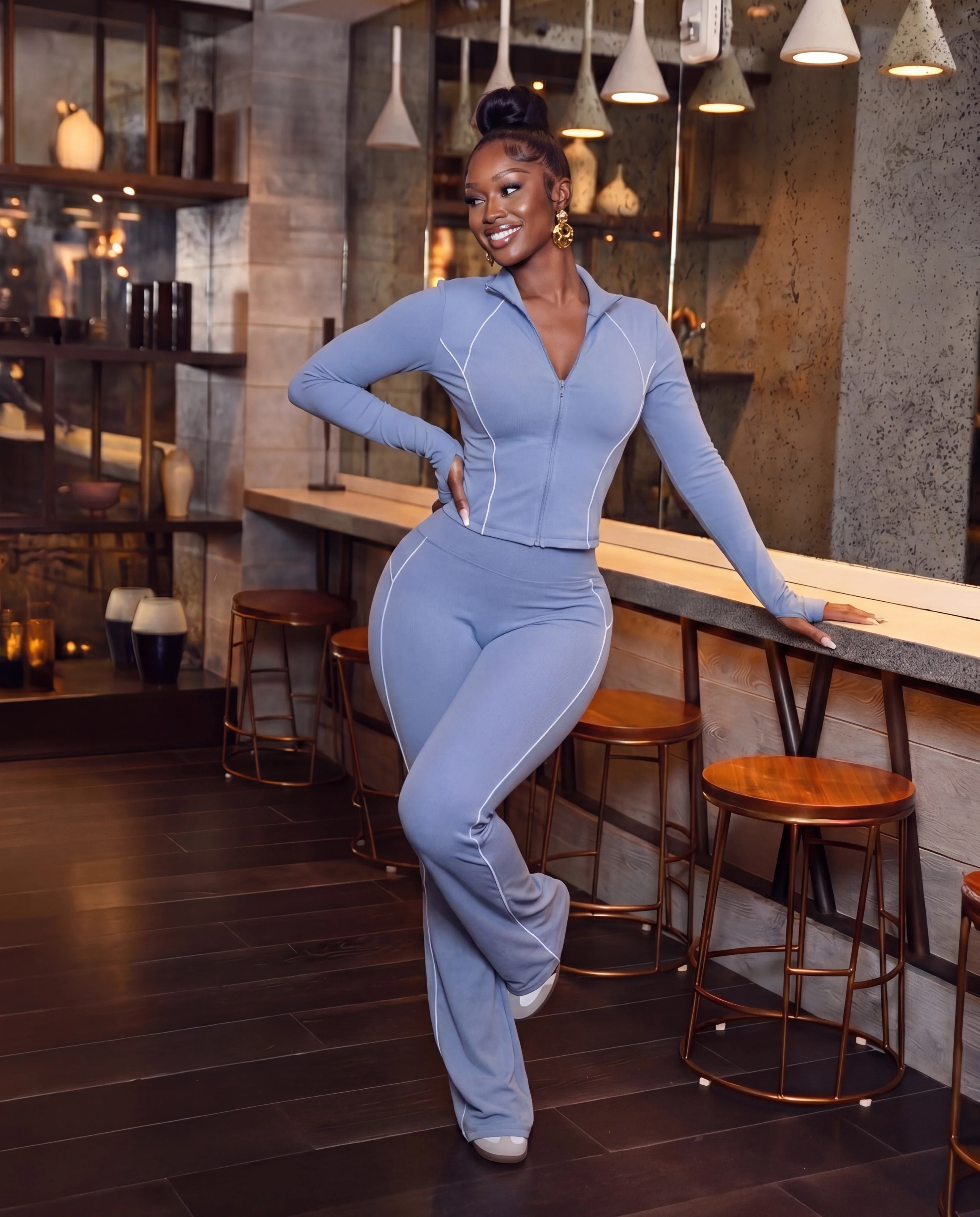 Long Slv Piping Active Wear set - Image 2