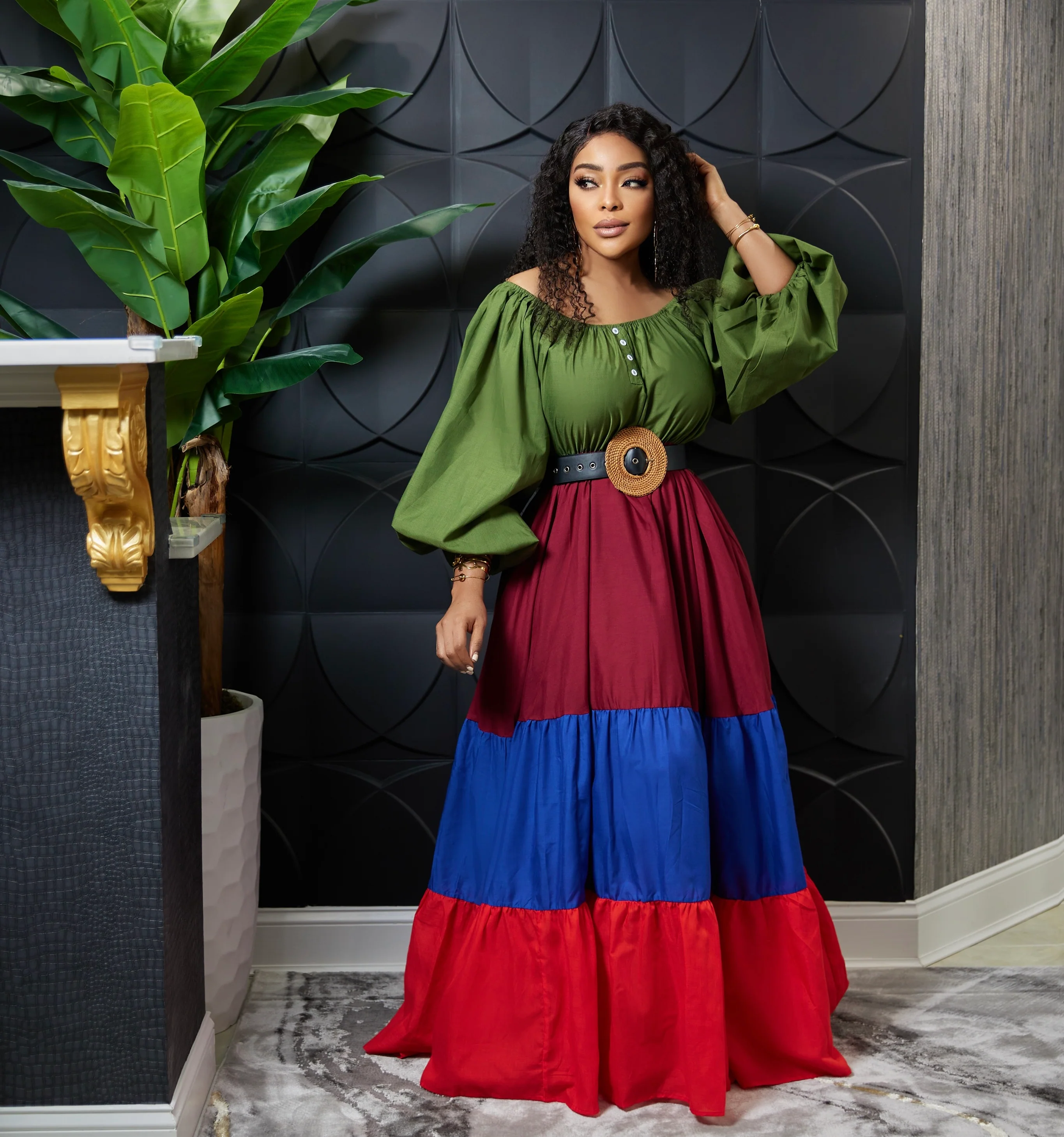 Marissa four tone maxi dress
