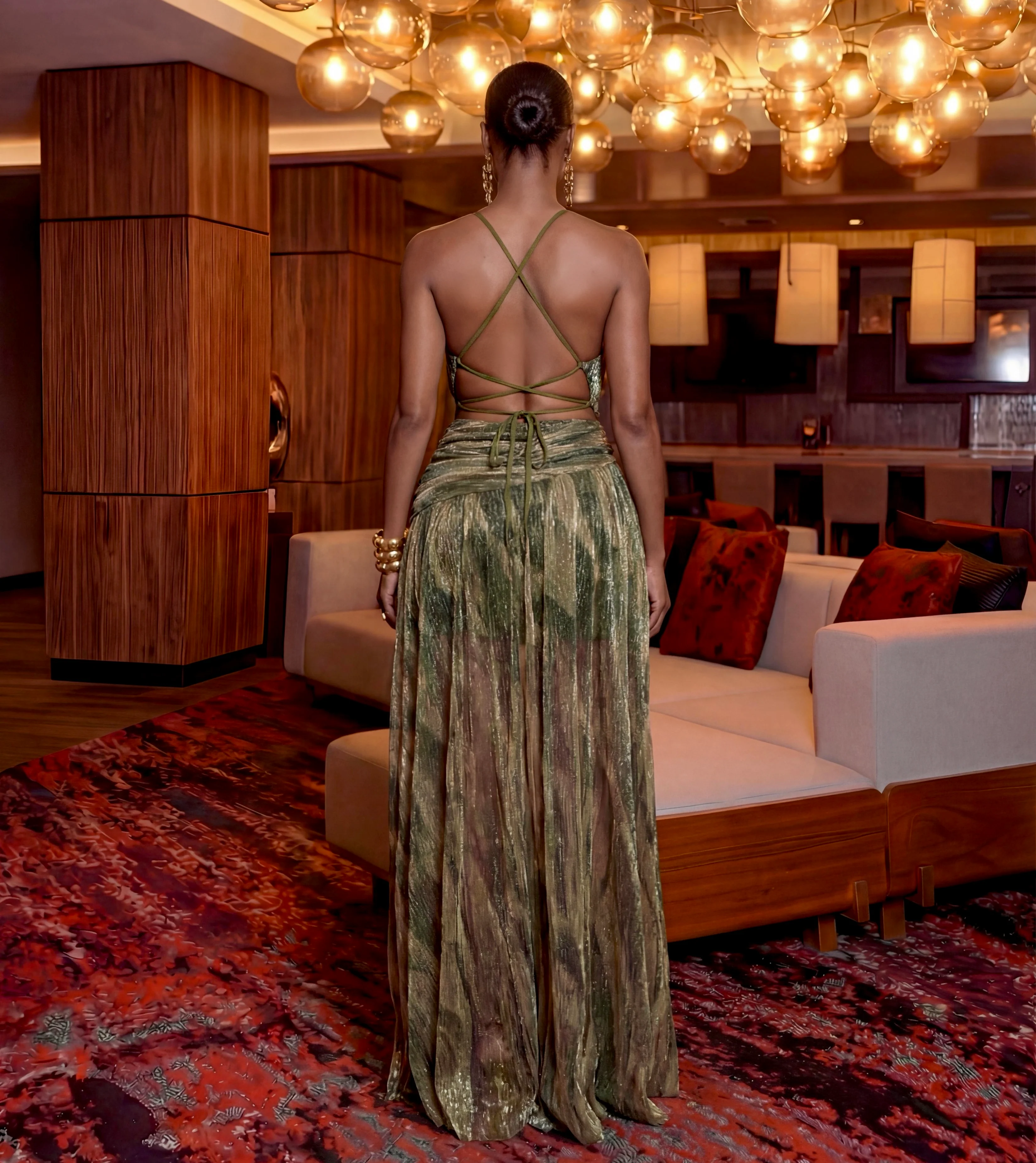 Metal Print One/s Lace Up Dress - Image 3