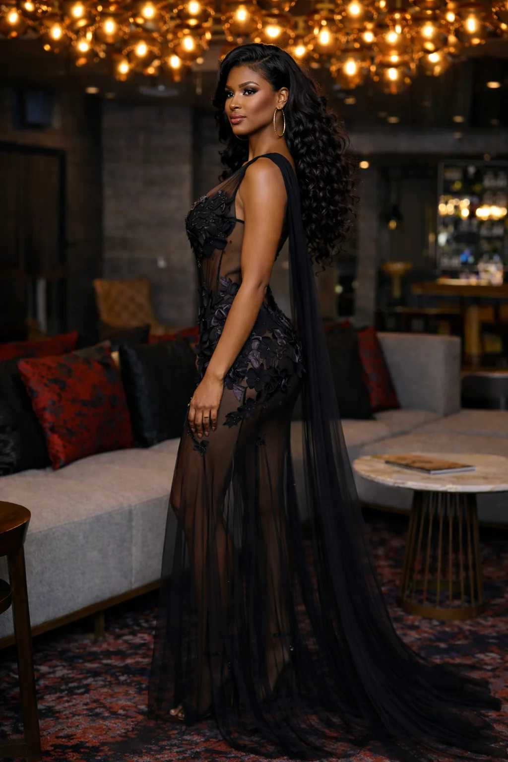 Midnight Bloom Sheer Gown - Image 2