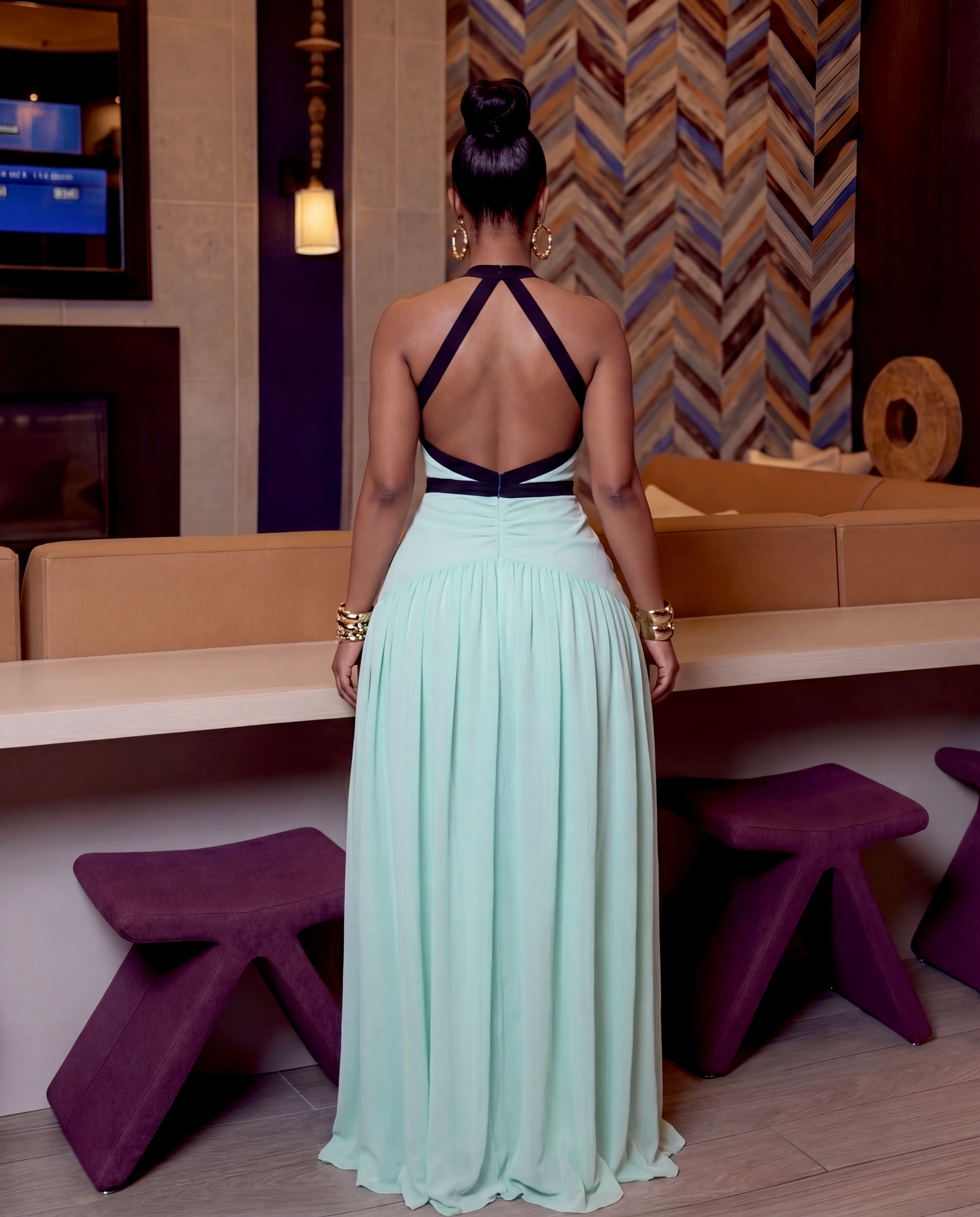 Mint contrast maxi dress - Image 2