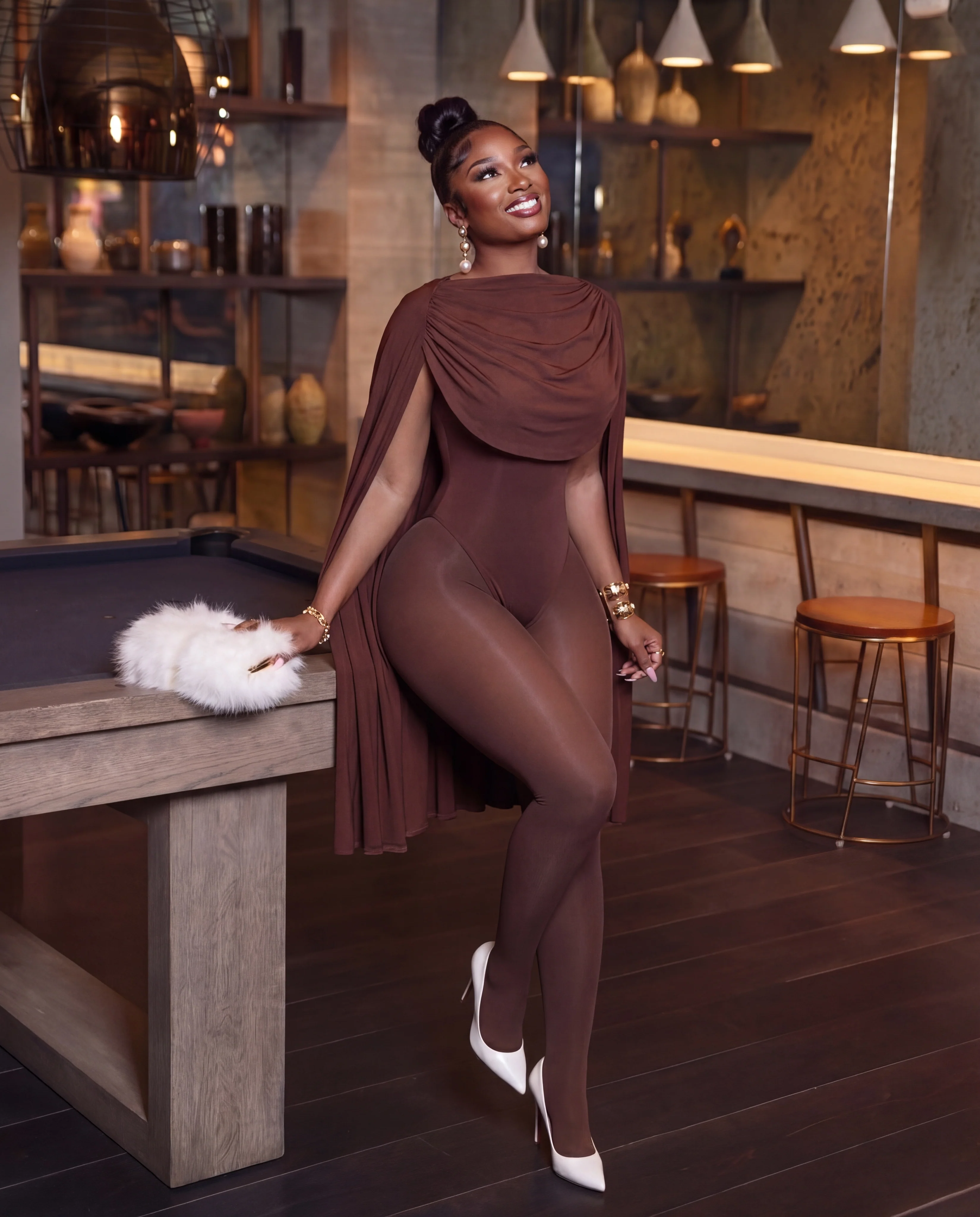 Miss Drama Queen Draped High Neck Bodysuit - Image 3
