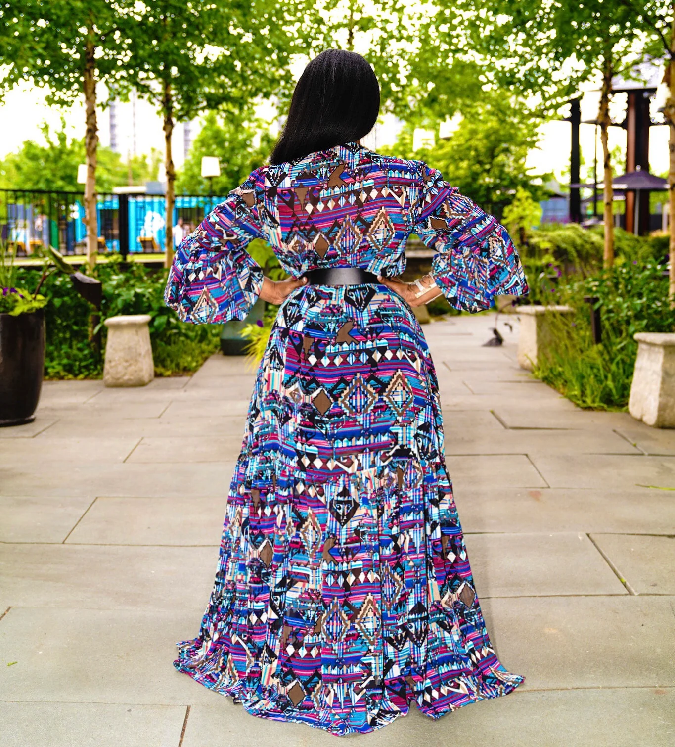 Nahyma bubble sleeves purple maxi dress - Image 3