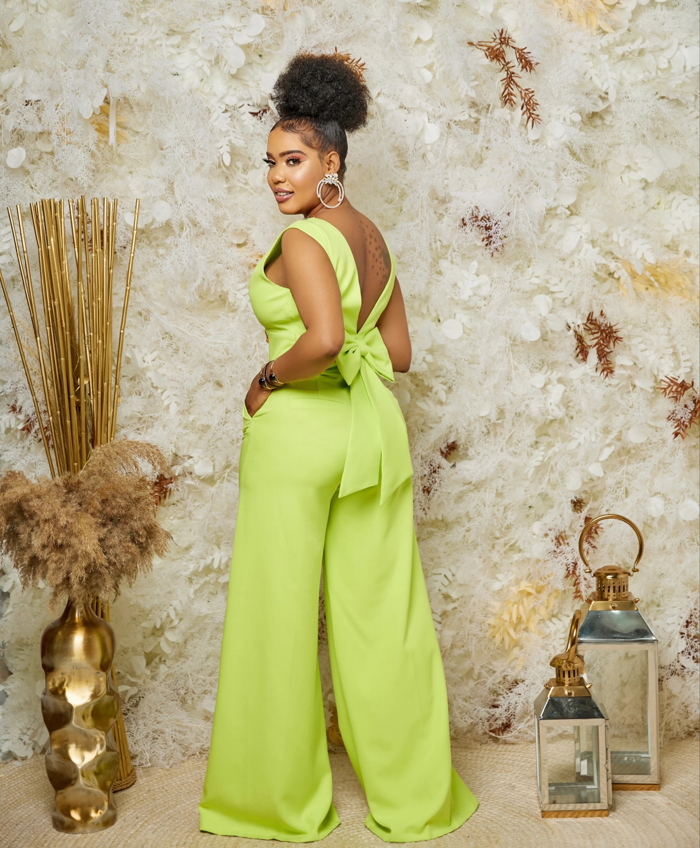 NB EXCLUSIVE Safiyaa Bow top Pants Set (green) - Image 4