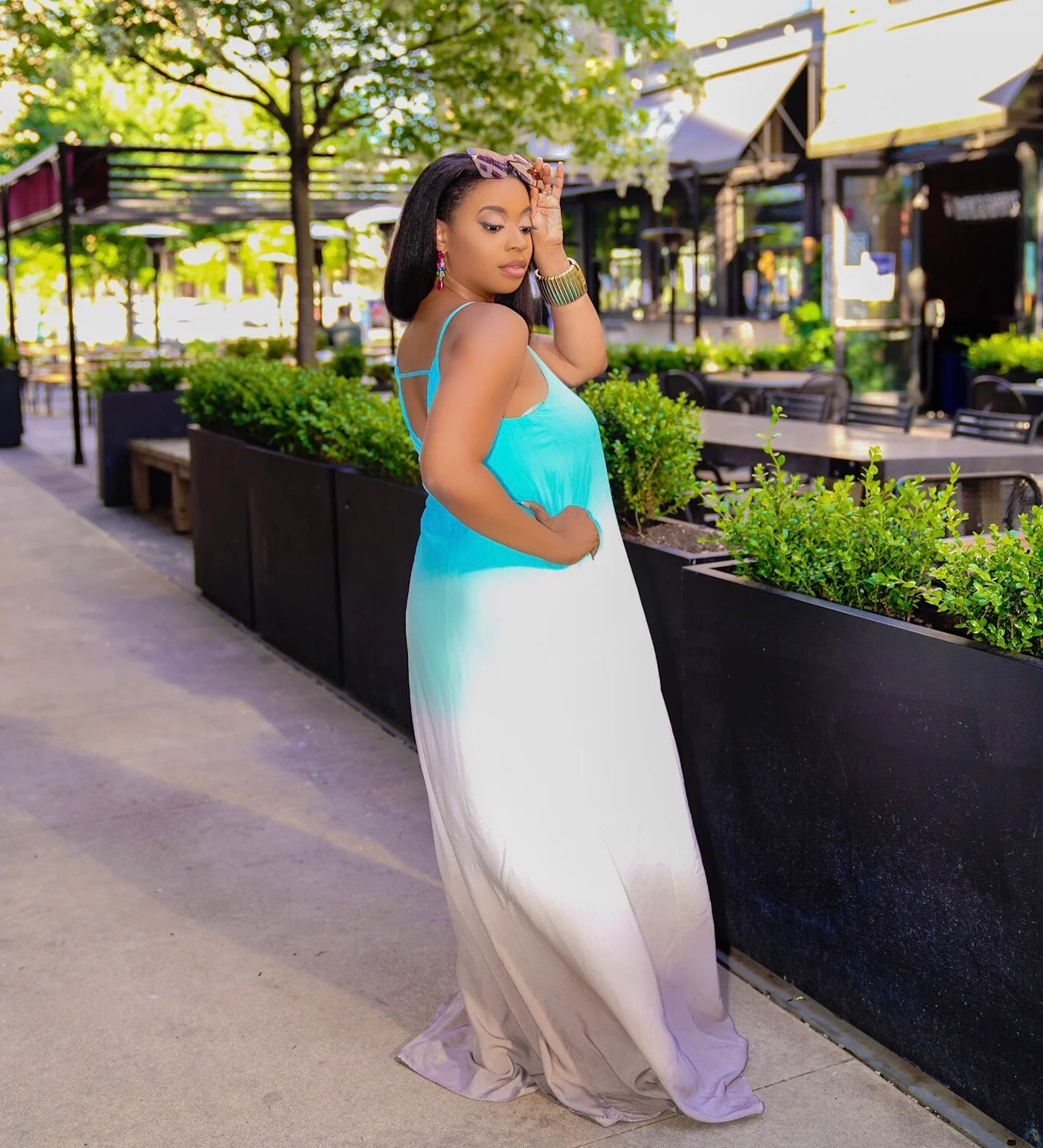 OMBRE MINT DYED WOVEN CAMI MAXI DRESS - Image 3