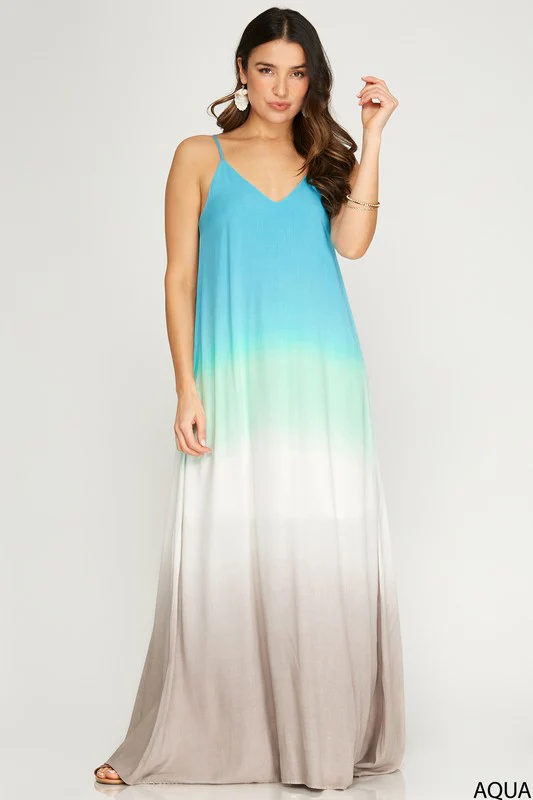 OMBRE MINT DYED WOVEN CAMI MAXI DRESS - Image 4