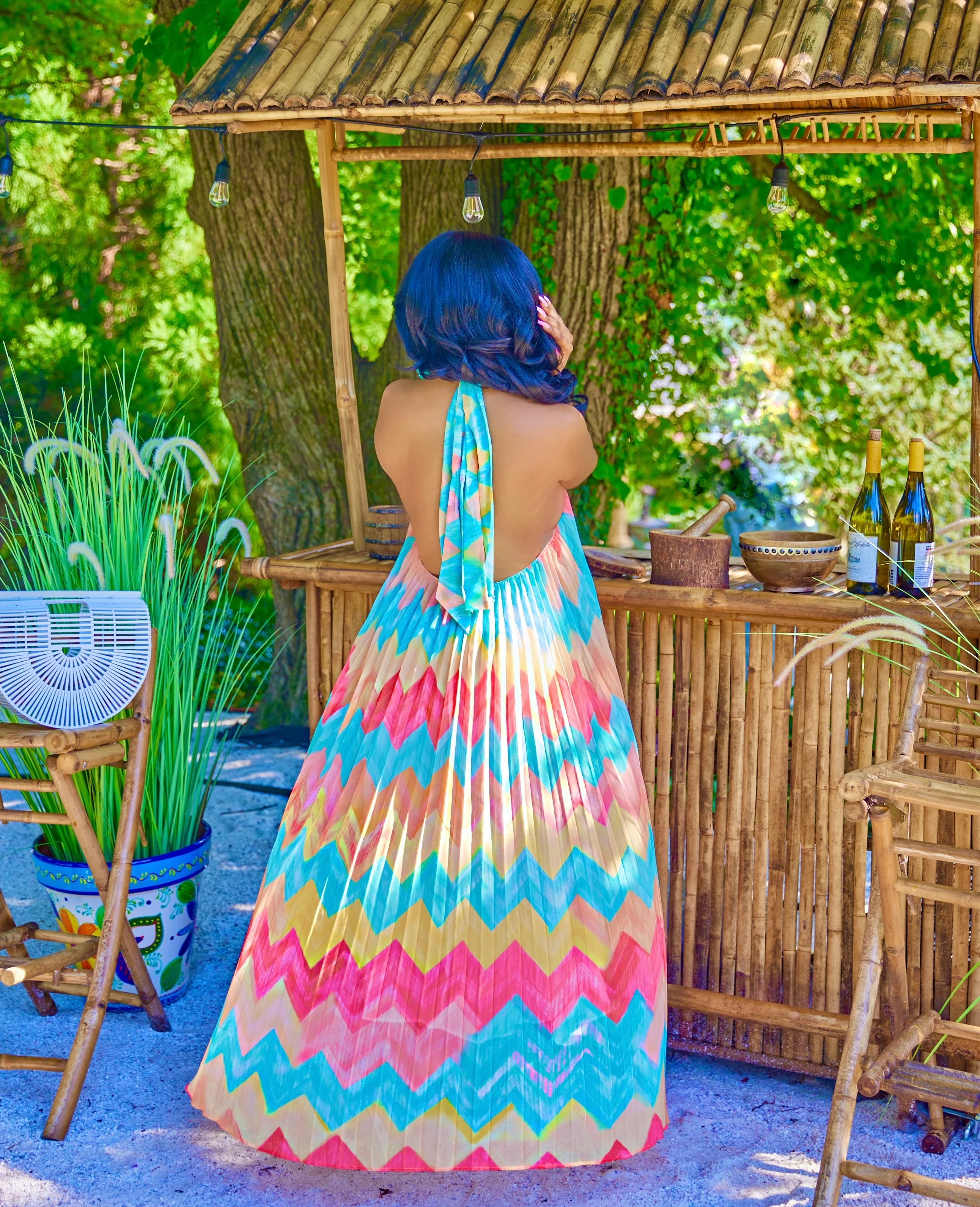 PASTEL MULTI PRINT PLEATED MAXI DRESS - Image 4