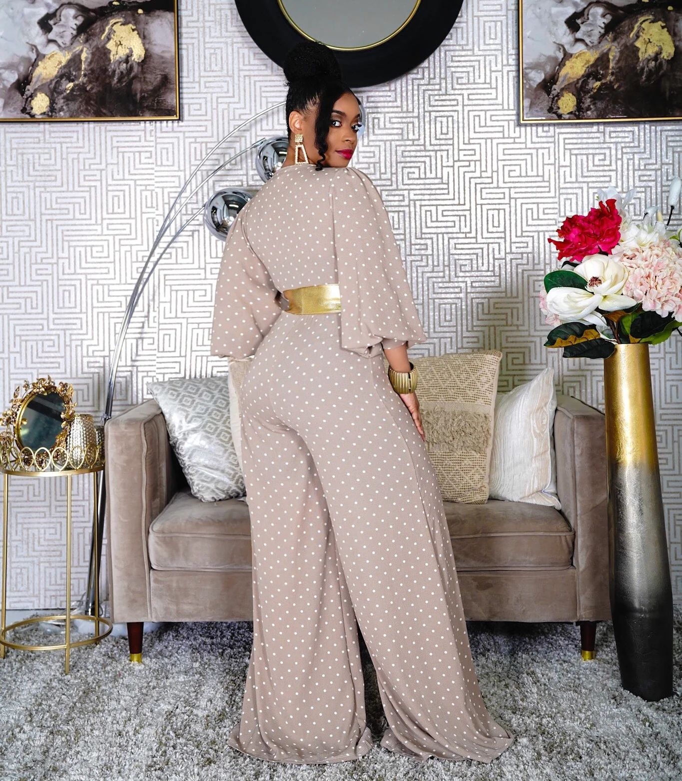 PLUS SIZE ROMANCE STATEMENT POLKA DOT JUMPSUIT - Image 3