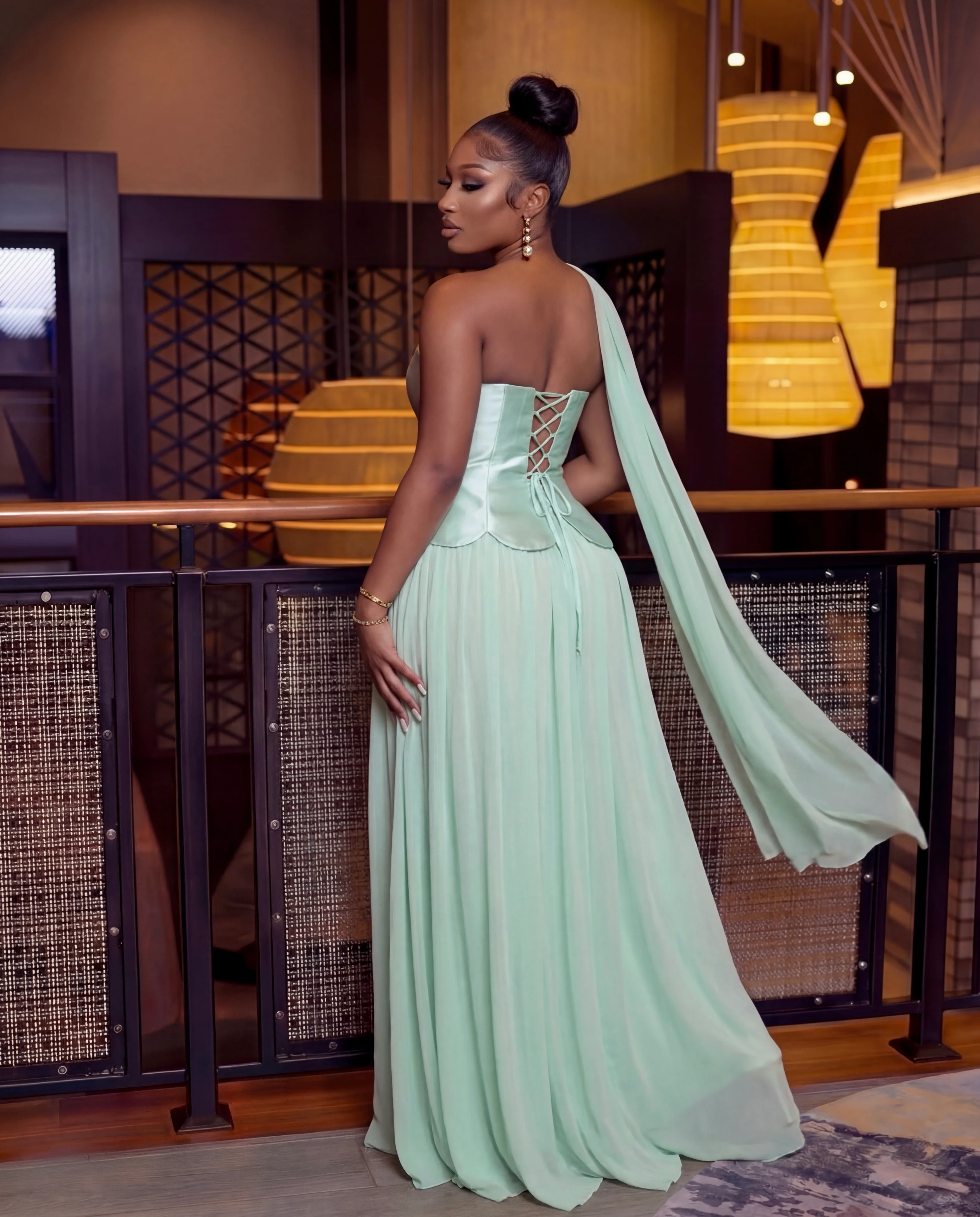 Scalloped Corset With Laced Up Back Maxi Dress - Image 3