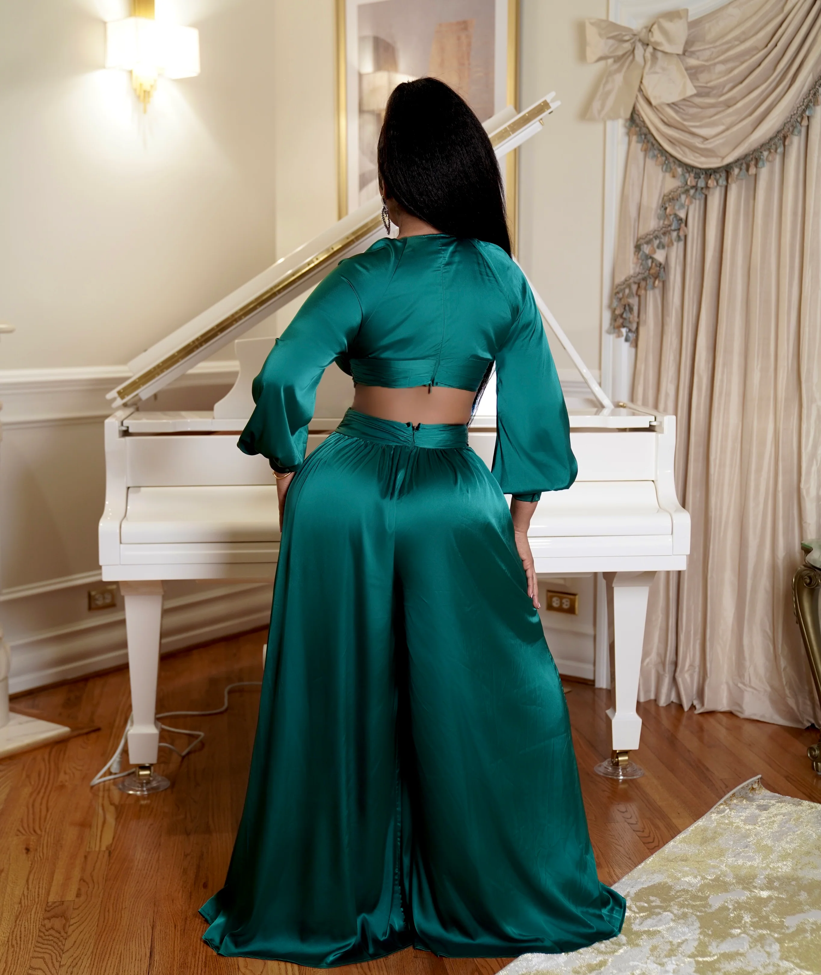SIDE RUFFLED O RING SIDE CUTOFF JUMPSUIT - Image 4