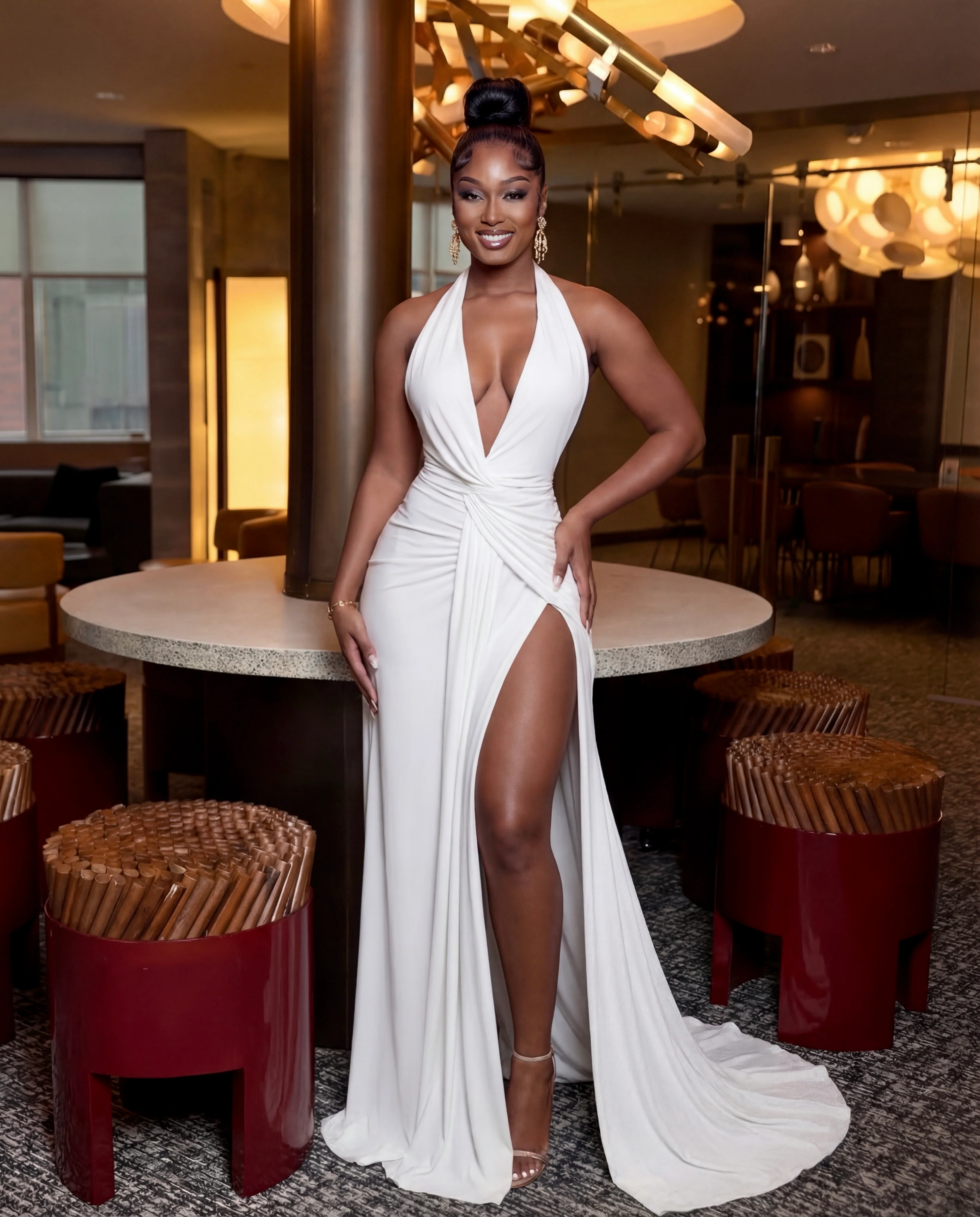 Sienna Drape Halter Maxi Dress - Image 2