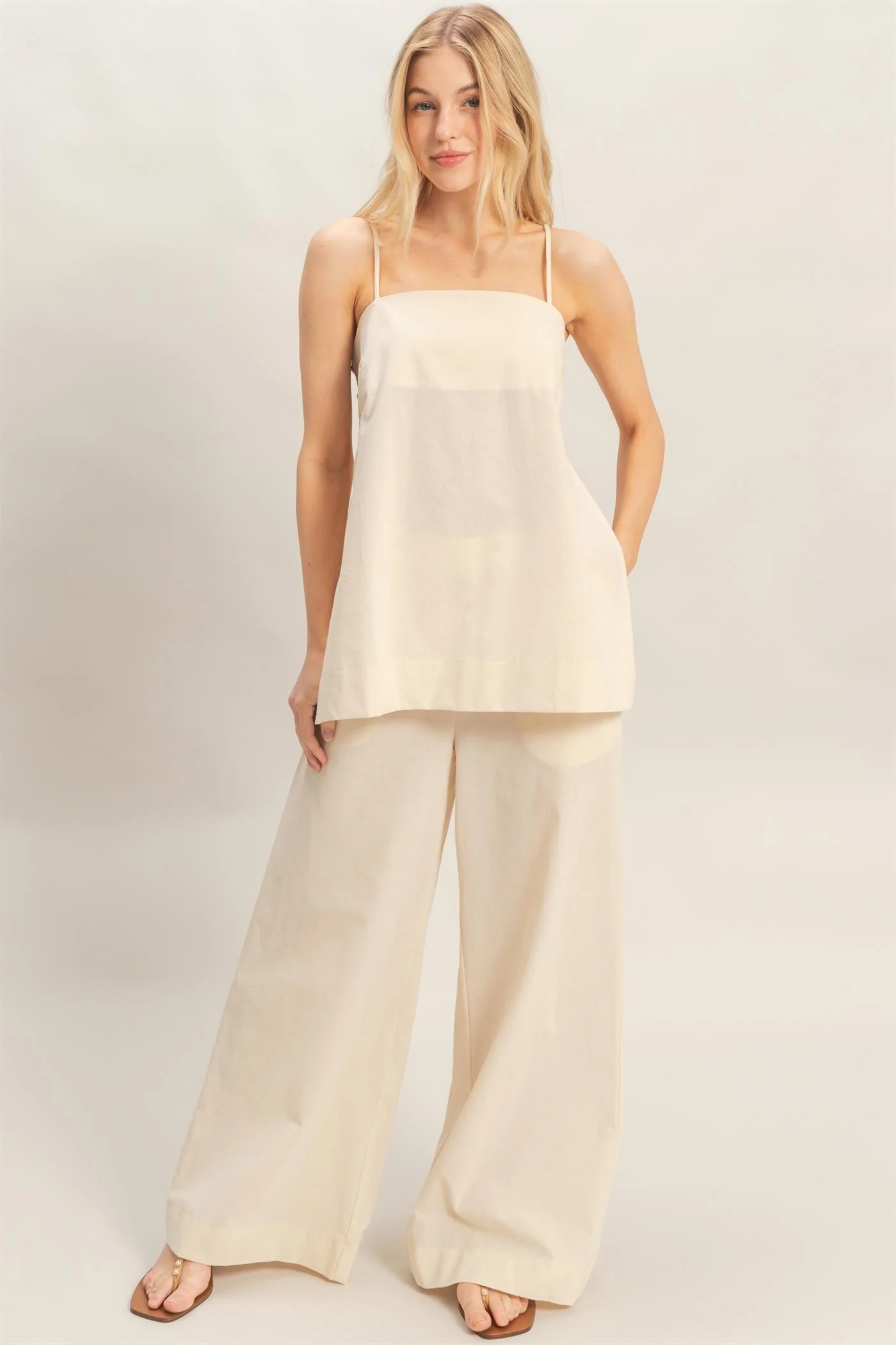 Spaghetti Strap Top & Wide-leg Pants Set - Image 4