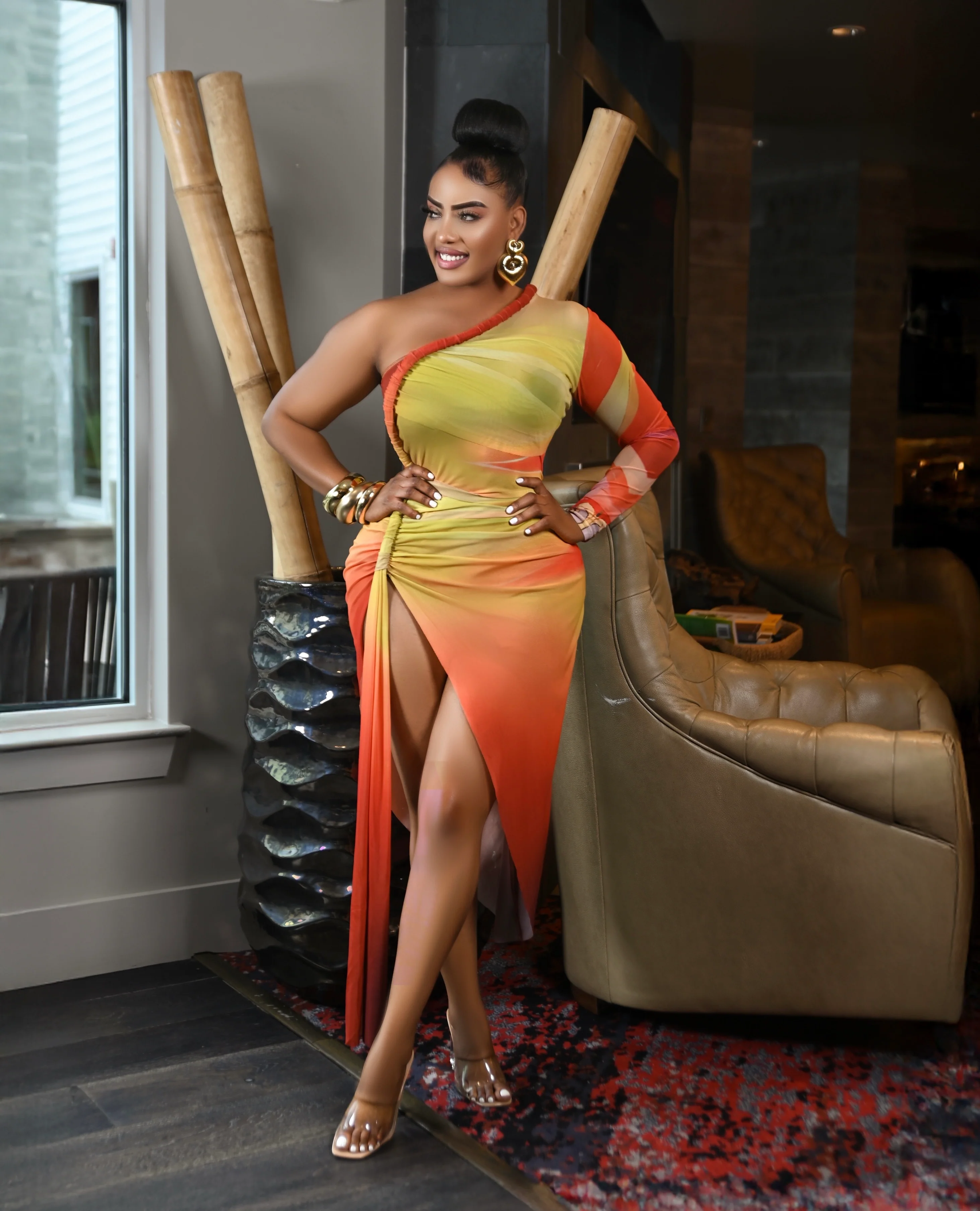 Sunset Mirage Asymmetric dress - Image 4