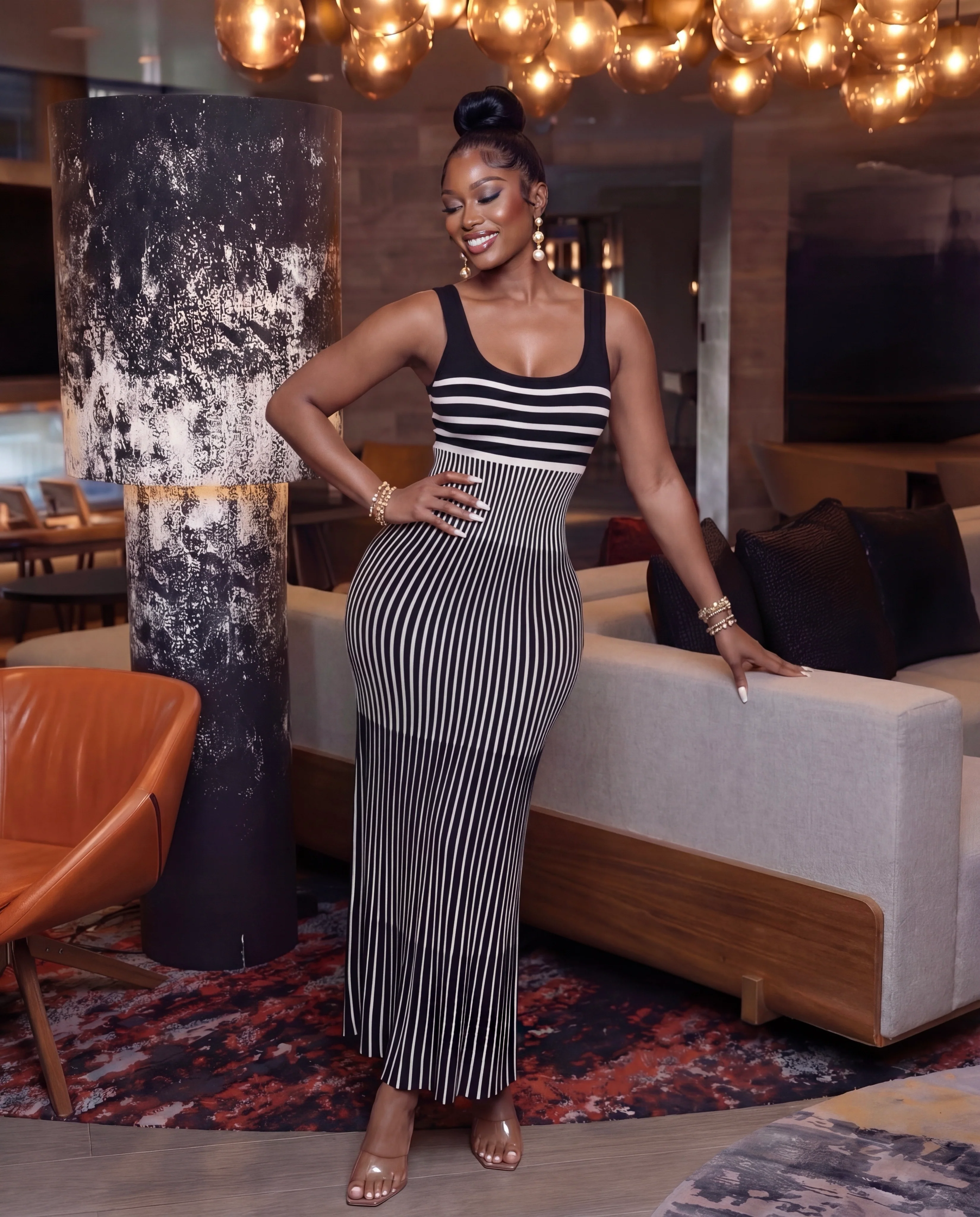 Tina Sleeveless Stripe Long Dress