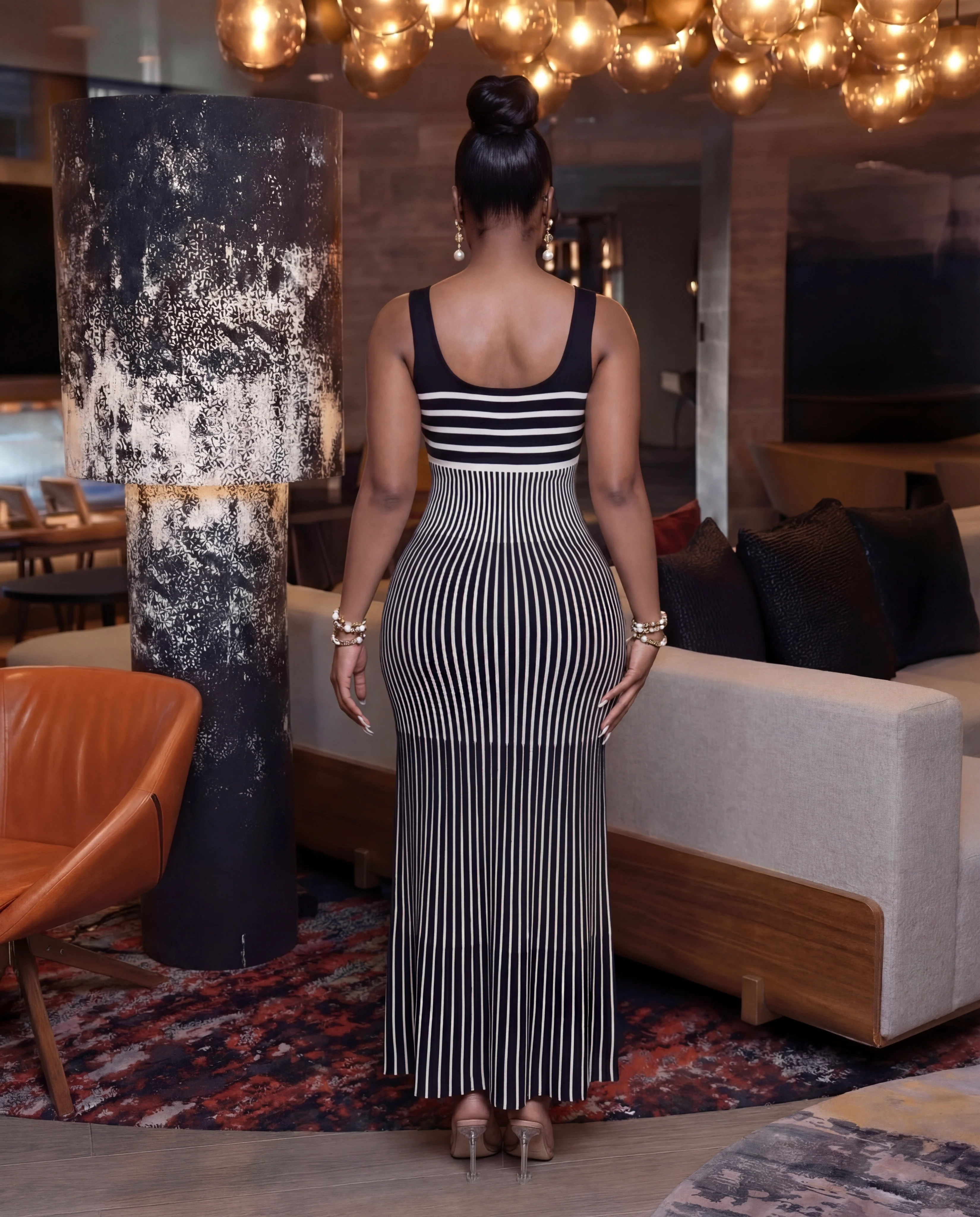 Tina Sleeveless Stripe Long Dress - Image 3
