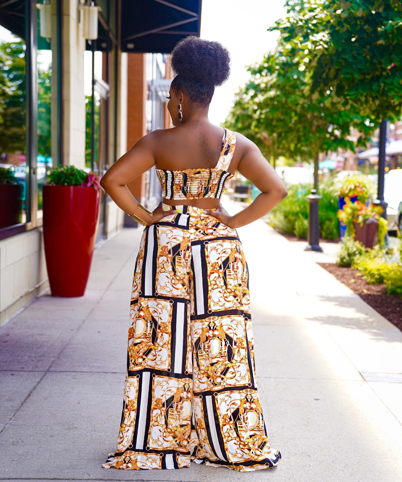 Unice Print Front Tie Top & Wide Legs Pants Set - Image 3