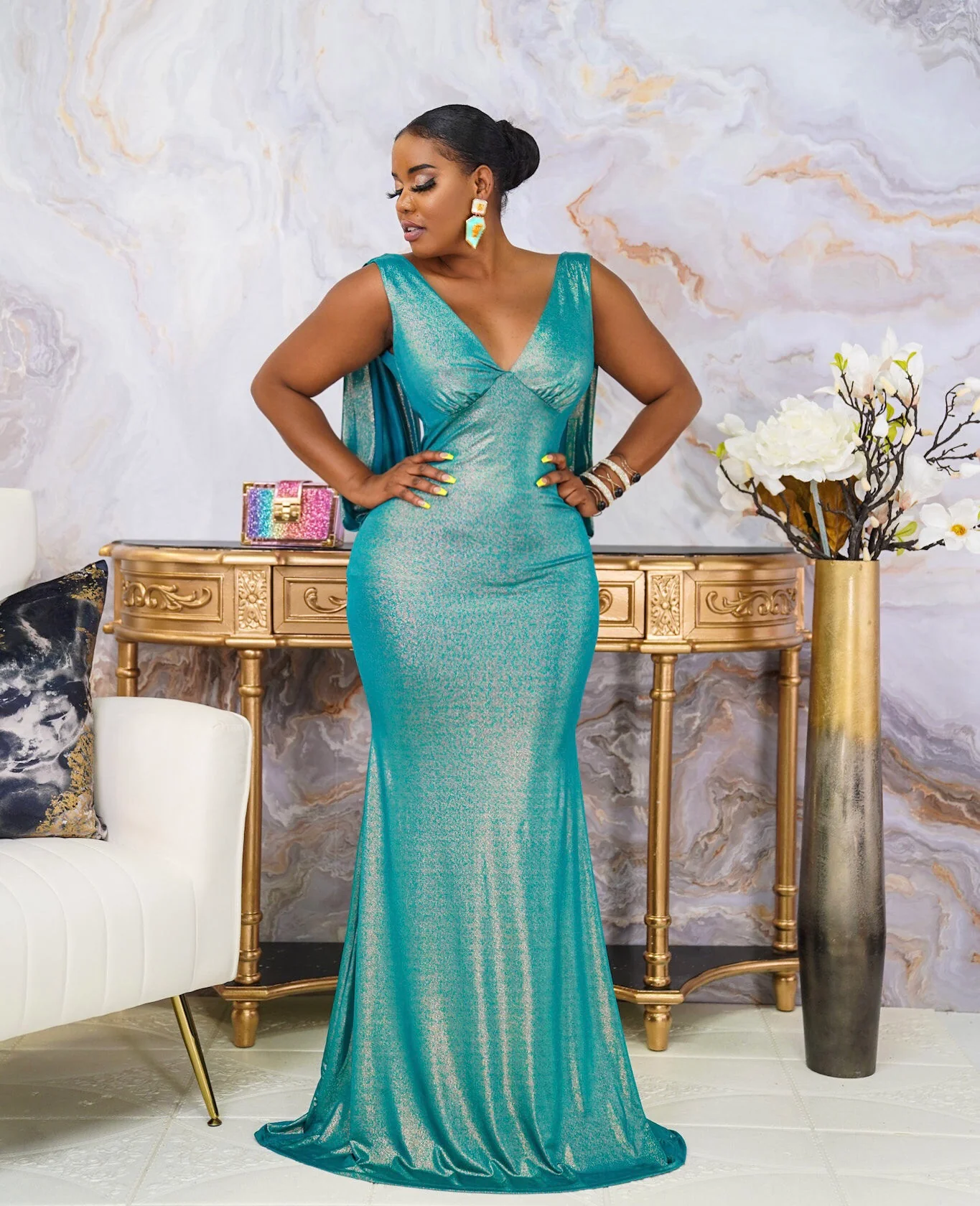 VENICIA  DRAPPED GOWN - Image 3