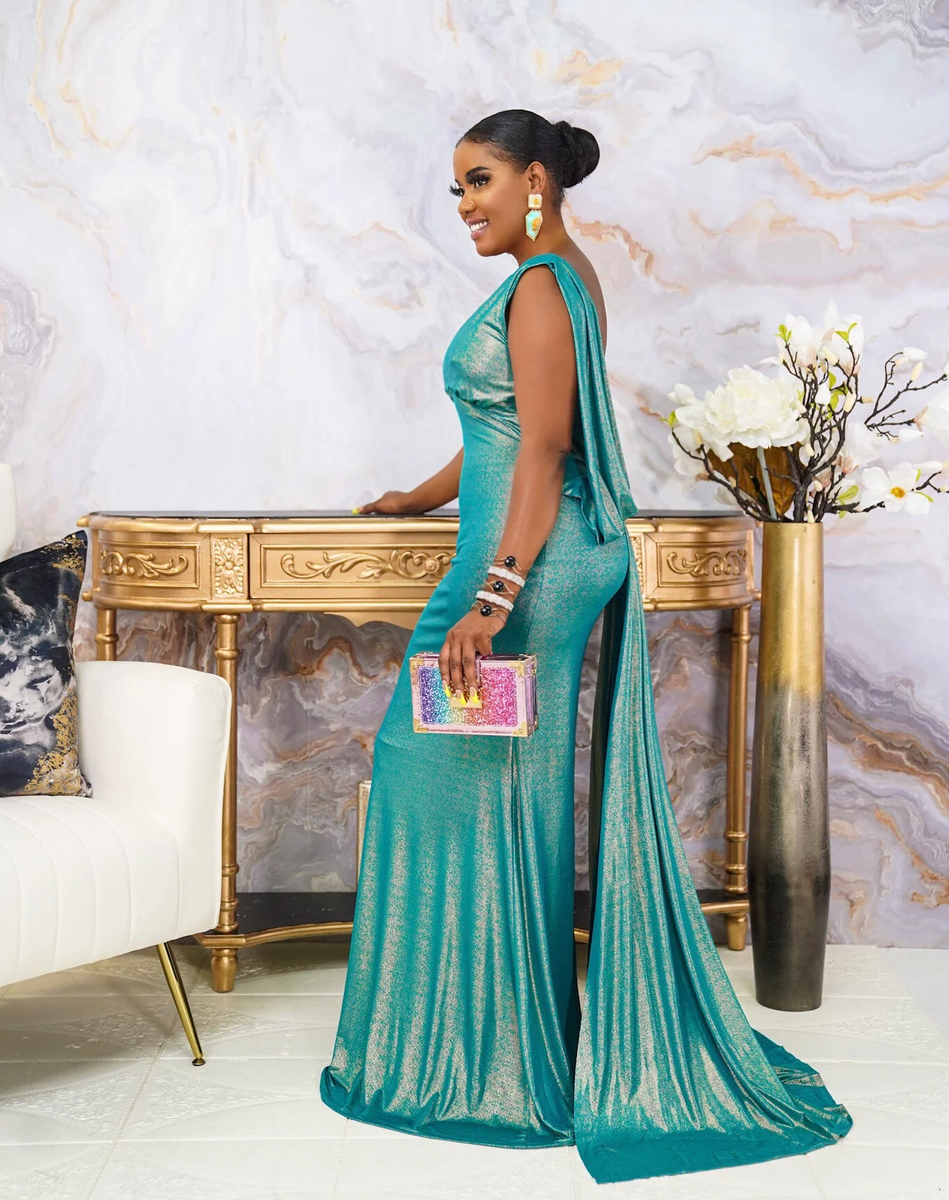 VENICIA  DRAPPED GOWN - Image 4